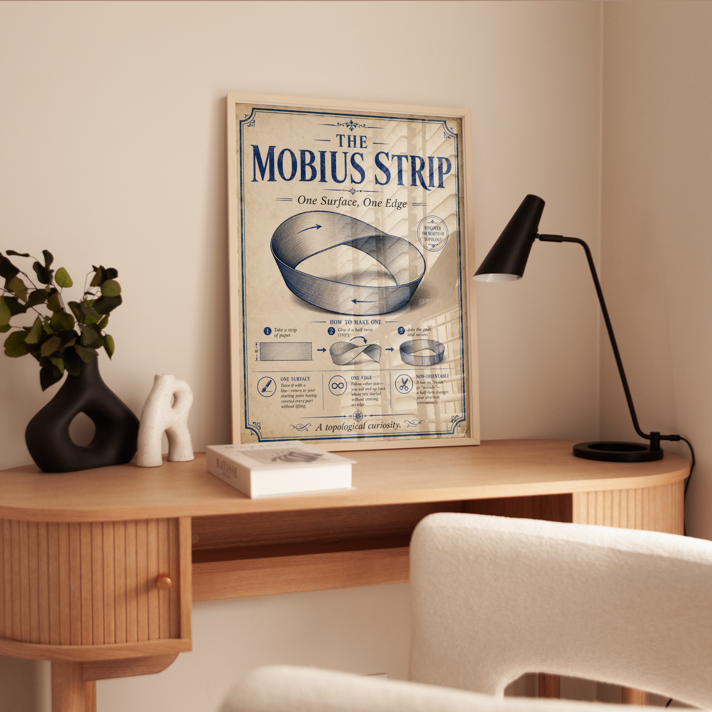 Mobius Strip Wall Art: Retro Science Poster (Math Education Print) - interior