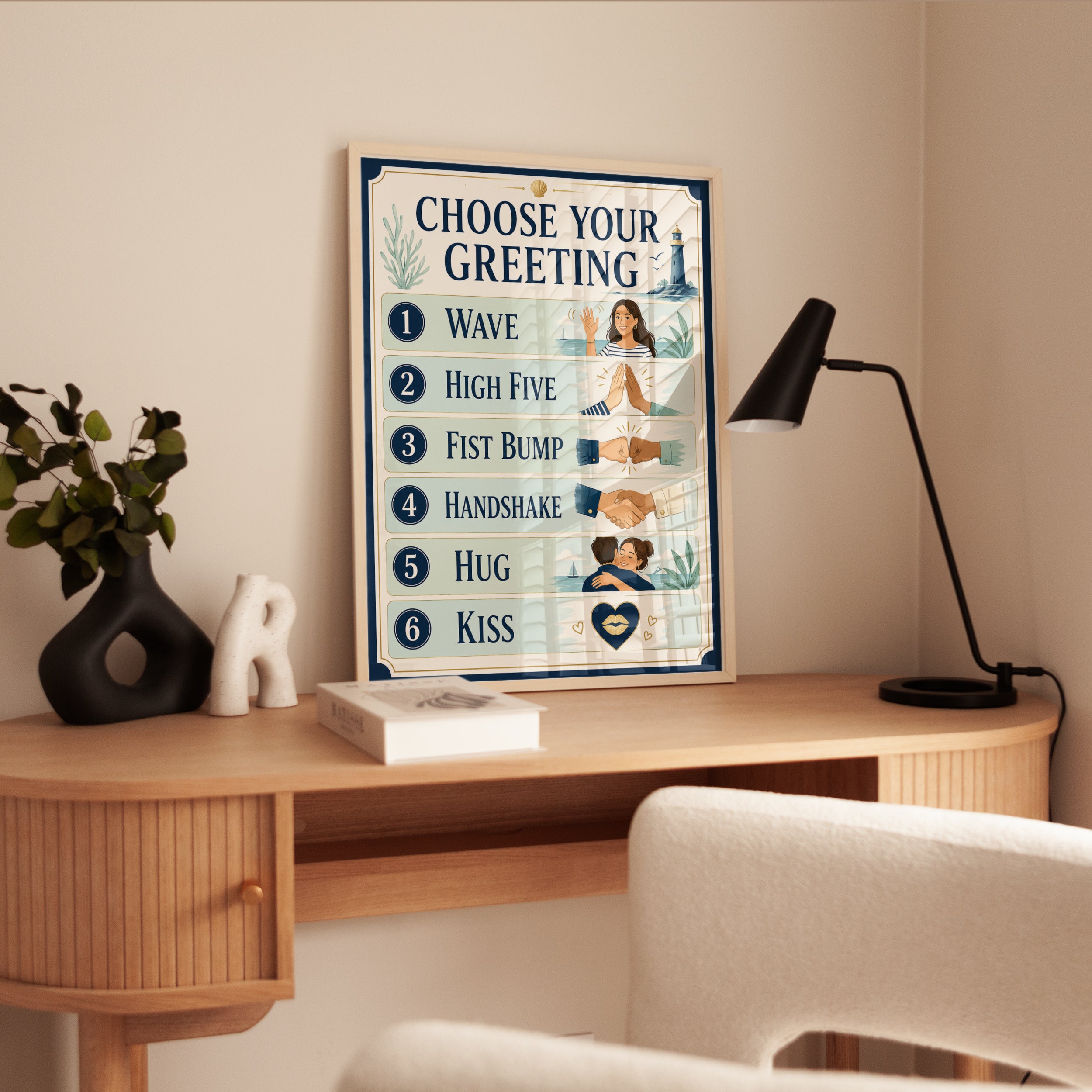 Greeting Sign Print: Nautical Coastal Art - interior