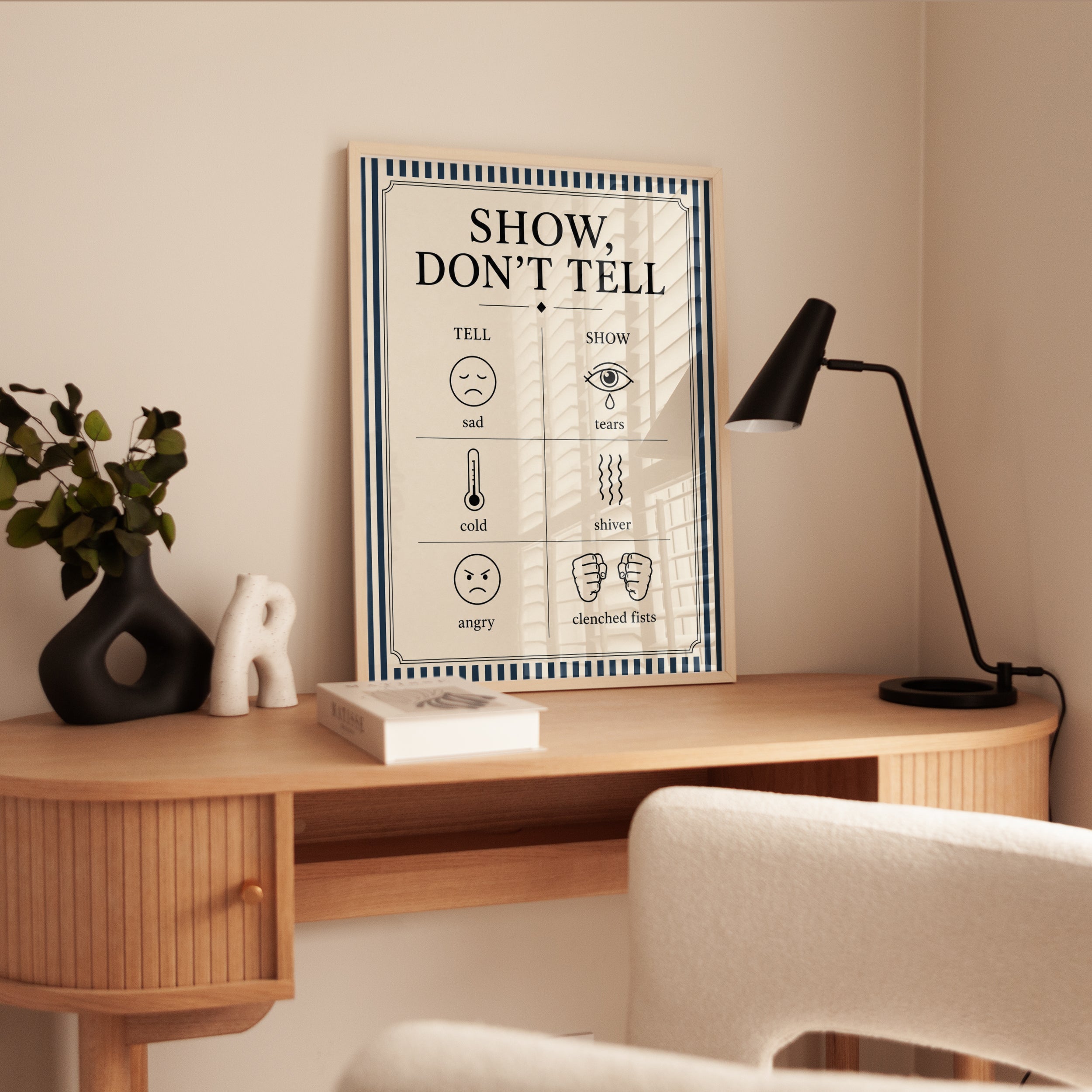 Show Don't Tell Writing Guide: Vintage Educational Poster - interior