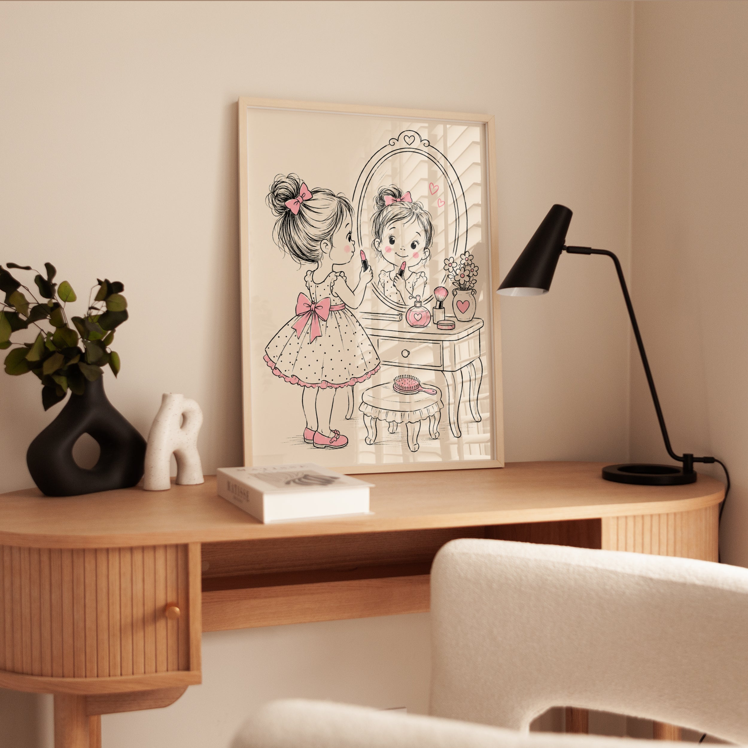 Girls Nursery Wall Art – Vanity Mirror Print - interior