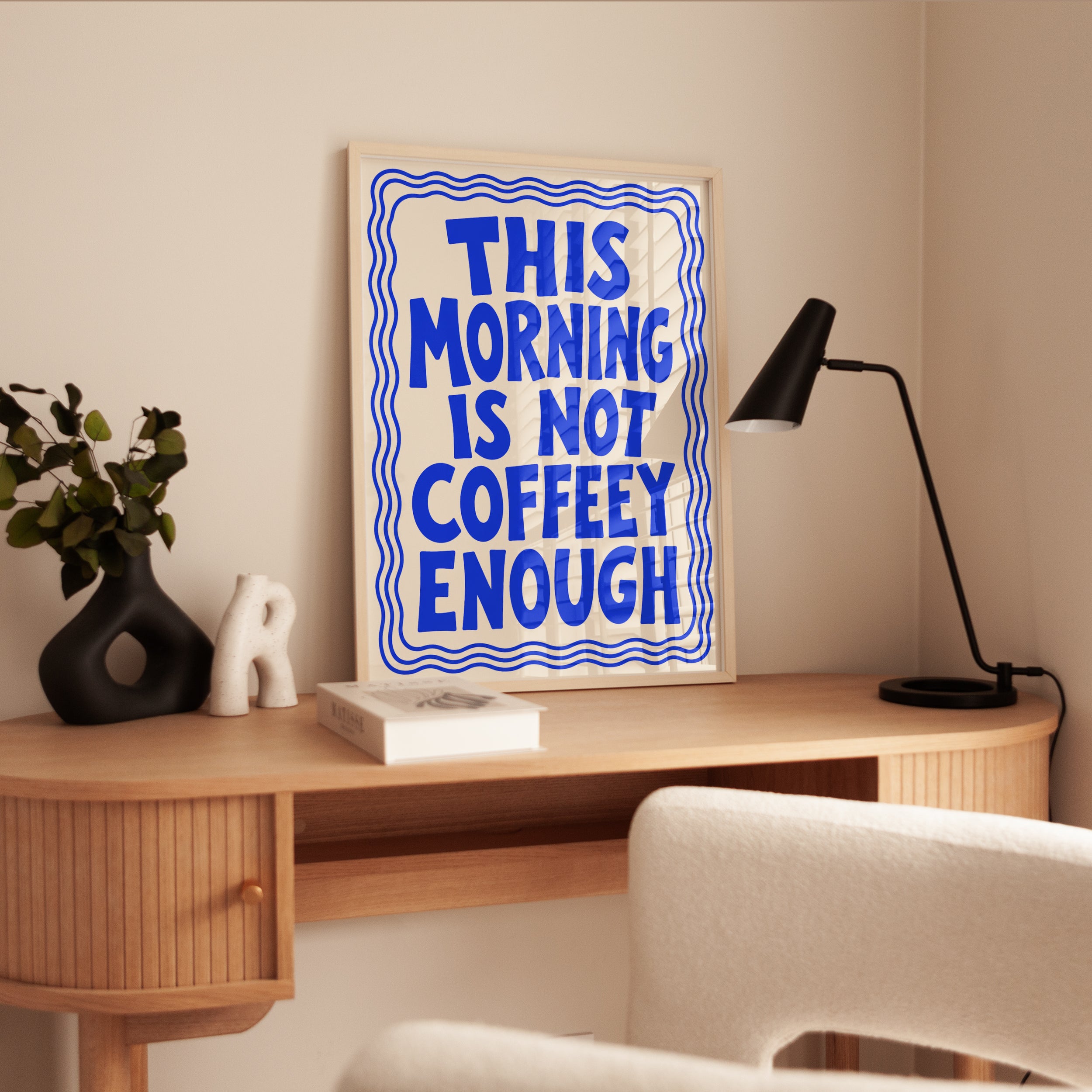 Coffee Typography Print: Bold Blue Lettering for Kitchen Walls - interior