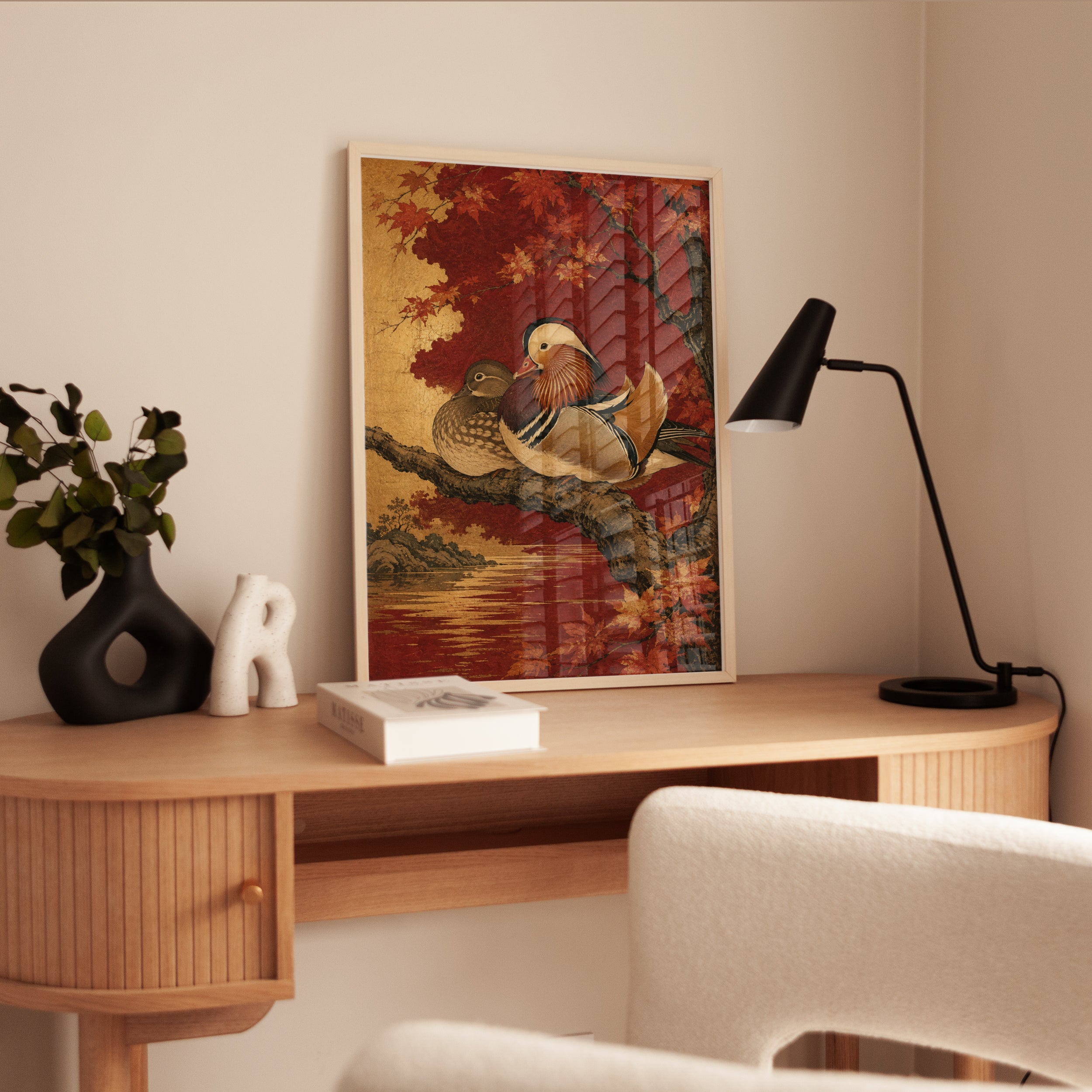 Mandarin Duck Wall Art – Japanese Bird Print - interior