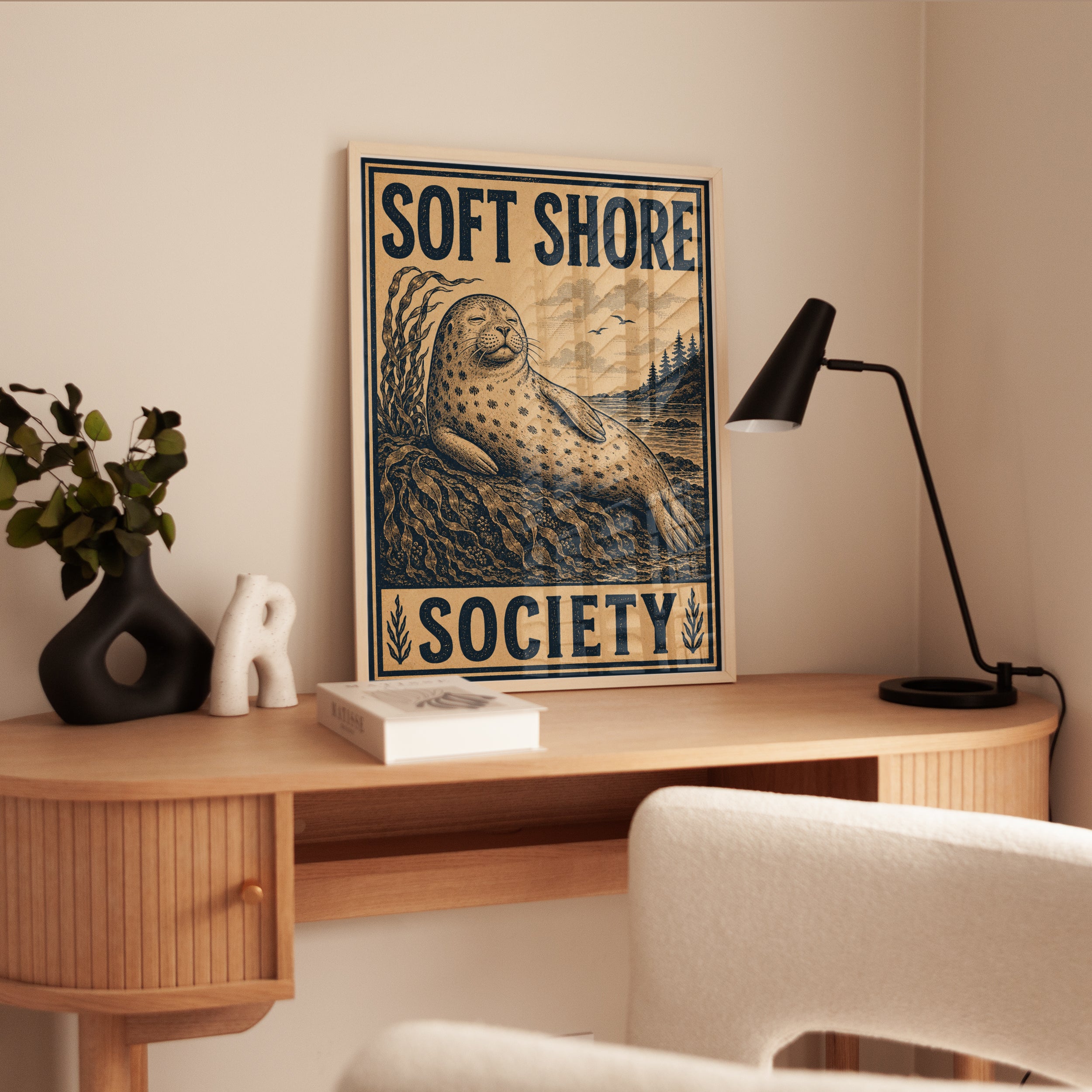 Coastal Seal Print – Vintage Illustration - interior