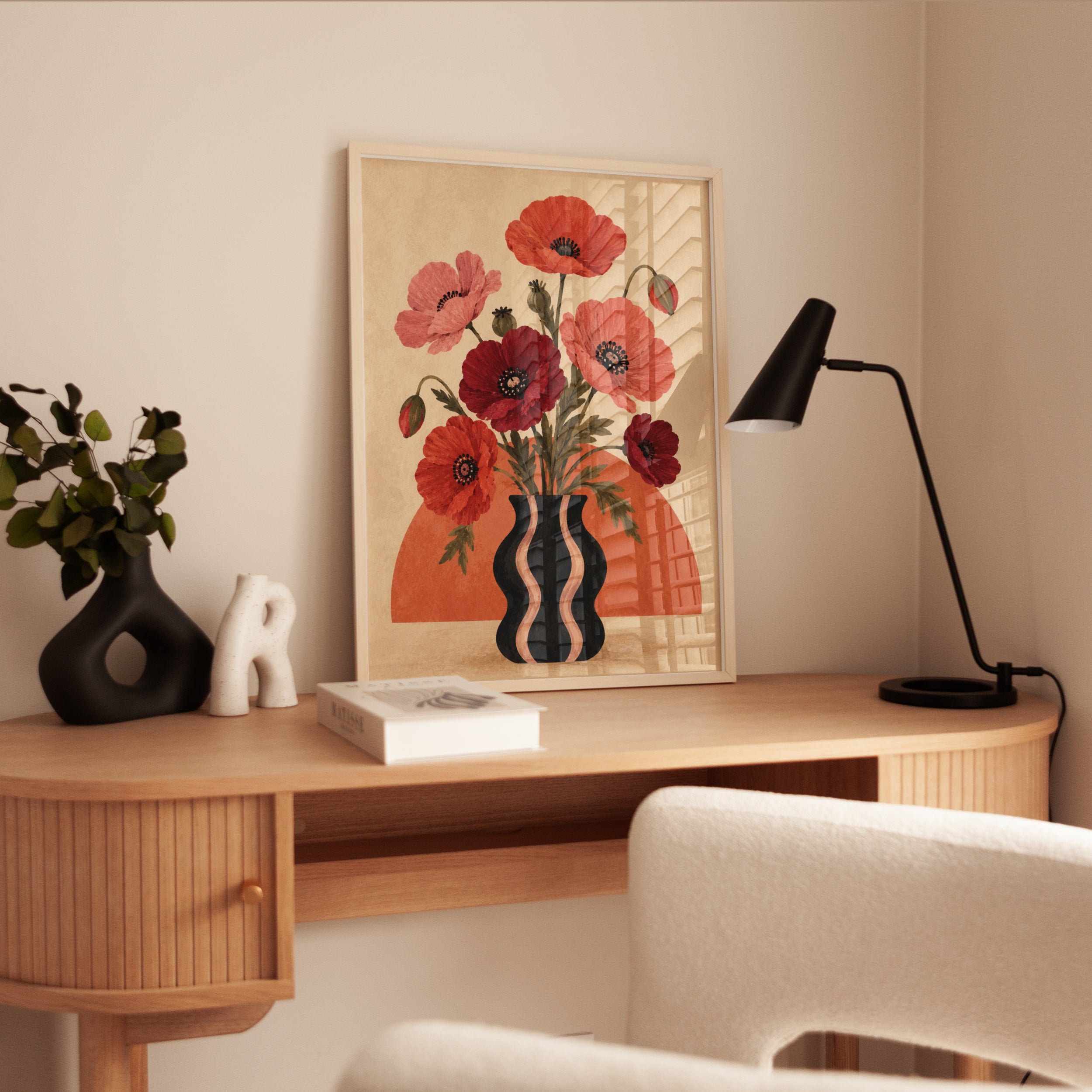 Poppy Flower Wall Art – Vintage Botanical Print - interior