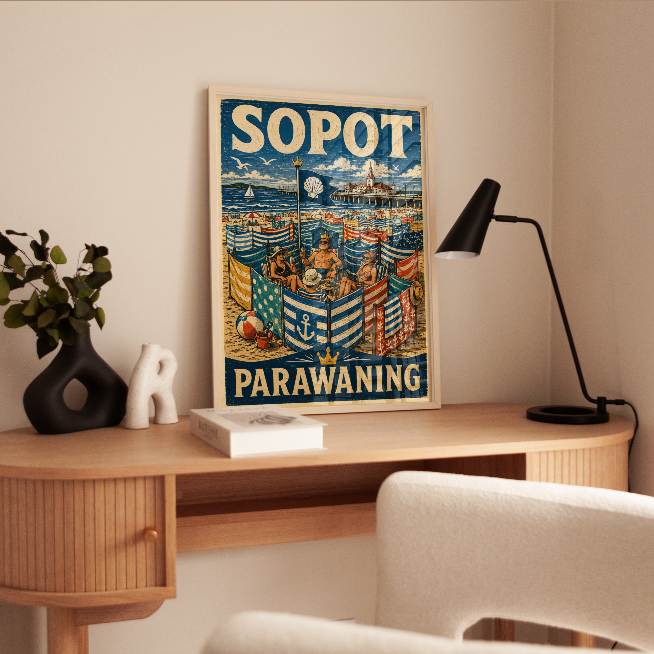 Sopot Travel Poster – Vintage Beach Print - interior