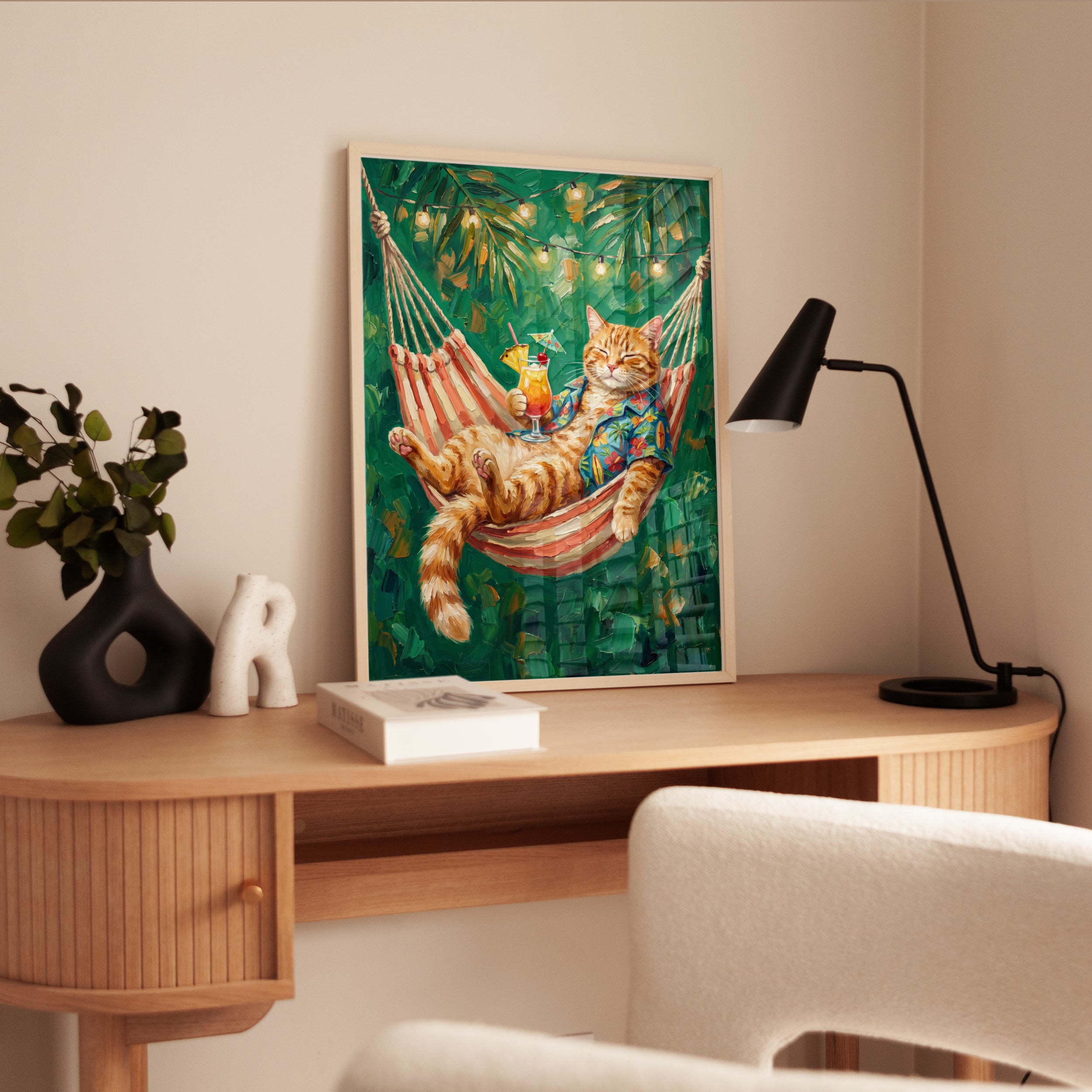 Orange Cat Hammock Print - interior