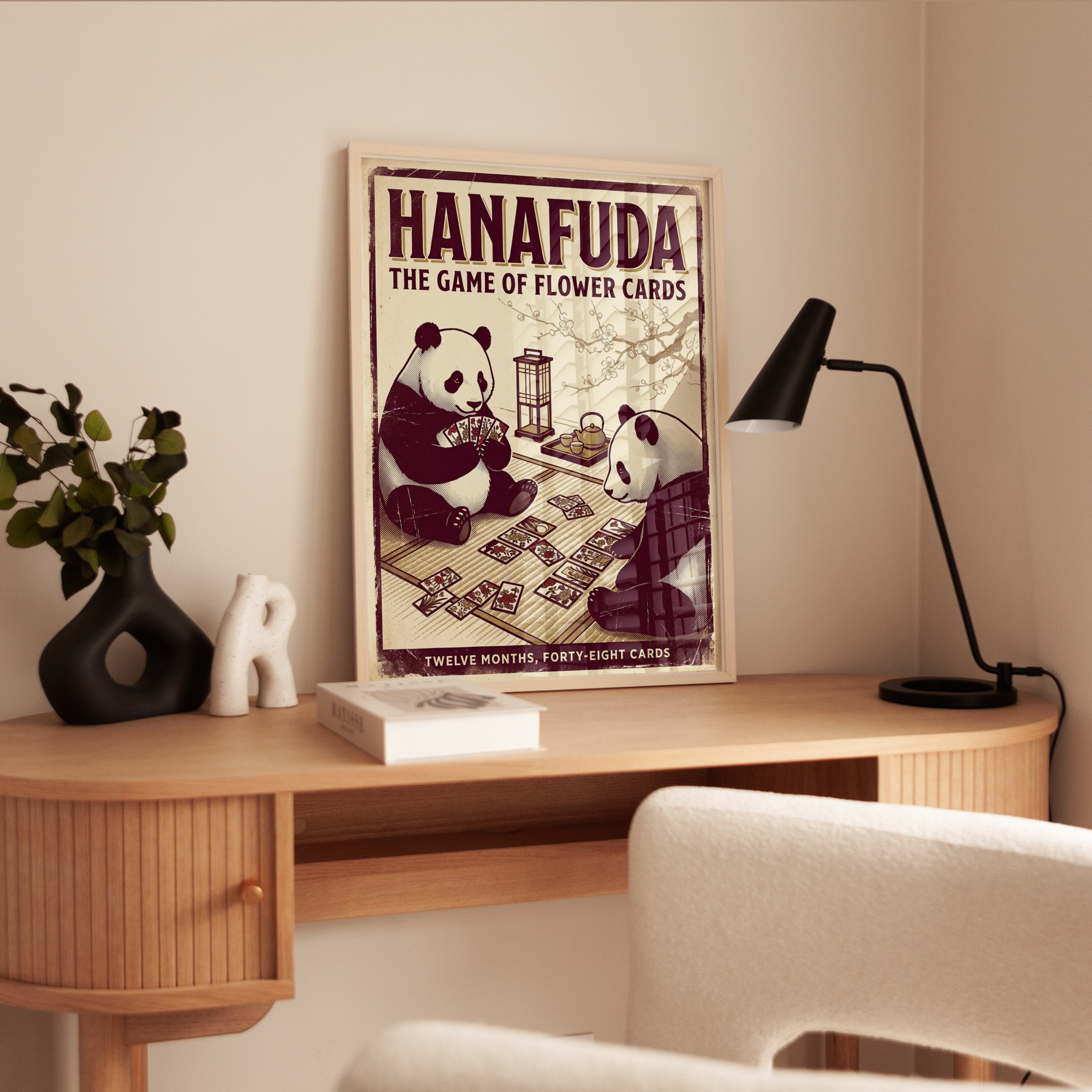 Hanafuda Card Game Poster – Vintage Pandas - interior