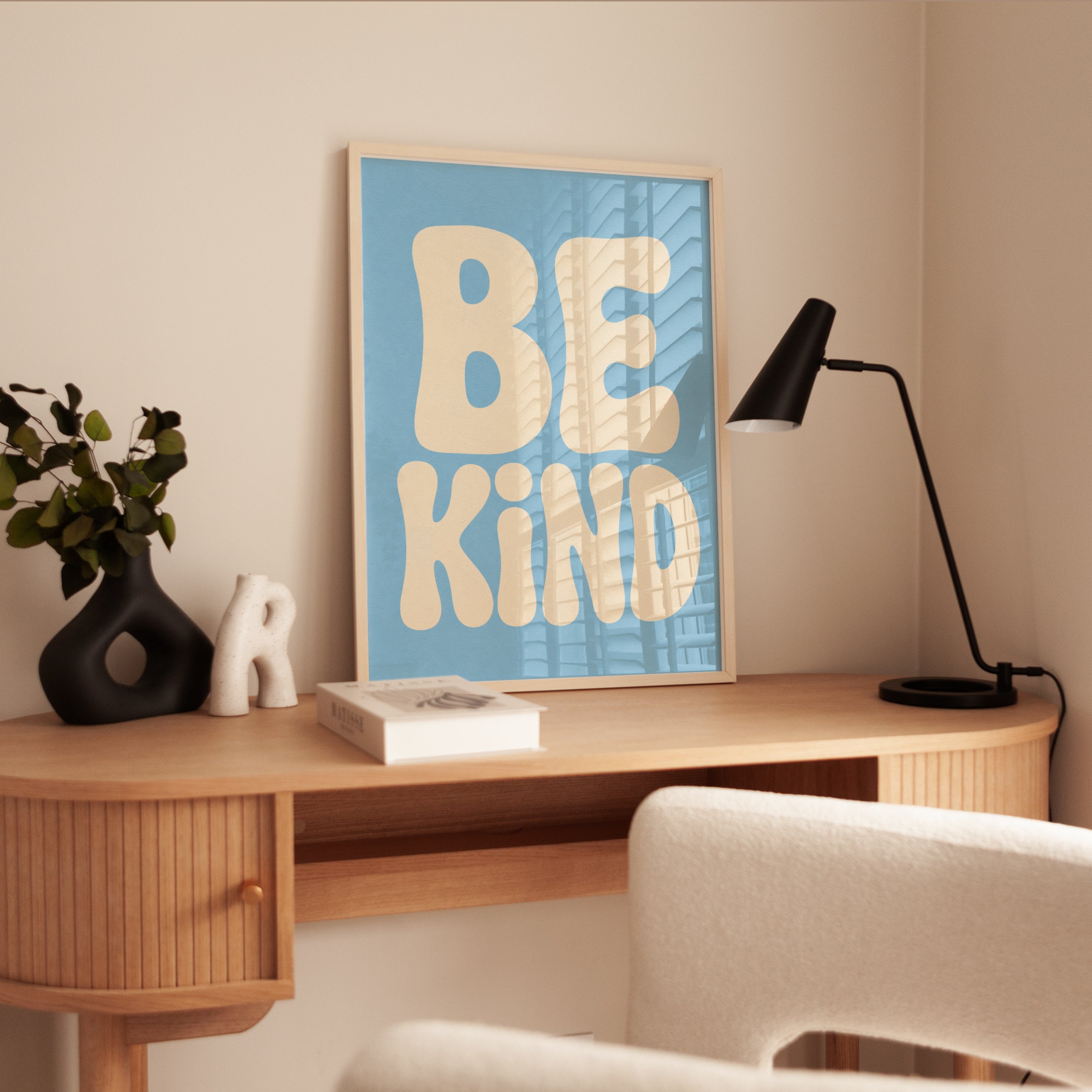 Be Kind Print: Retro 70s Typography Artwork (Bedroom & Office) - interior