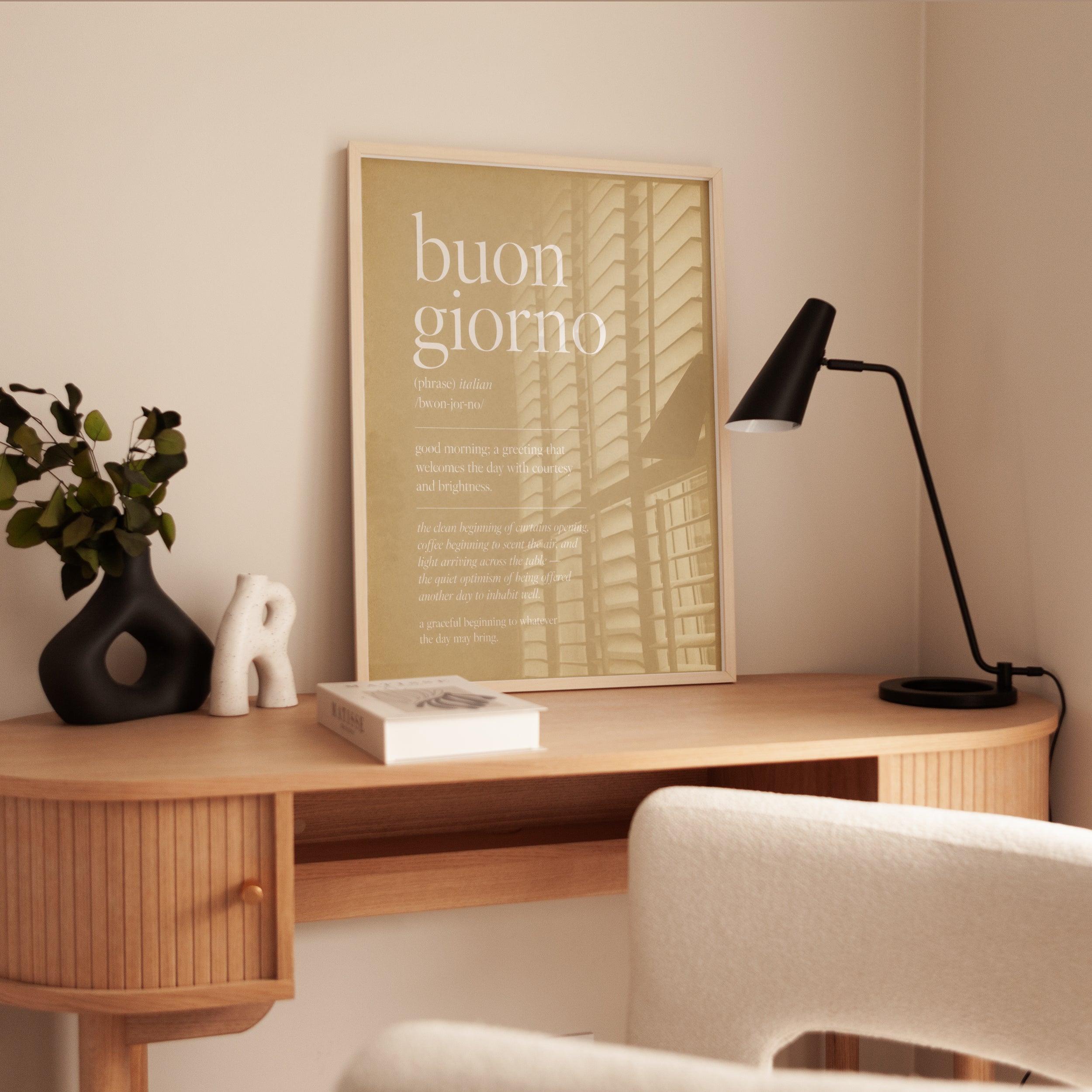 Buon Giorno Typography Print: Italian Phrase Art (Minimalist Design) - interior