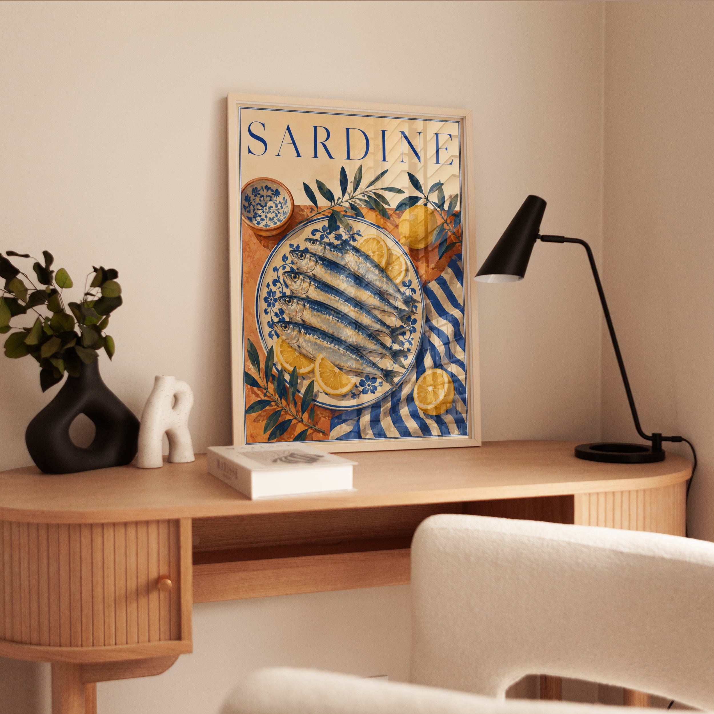 Sardine Wall Art: Vintage Mediterranean Food Illustration - interior