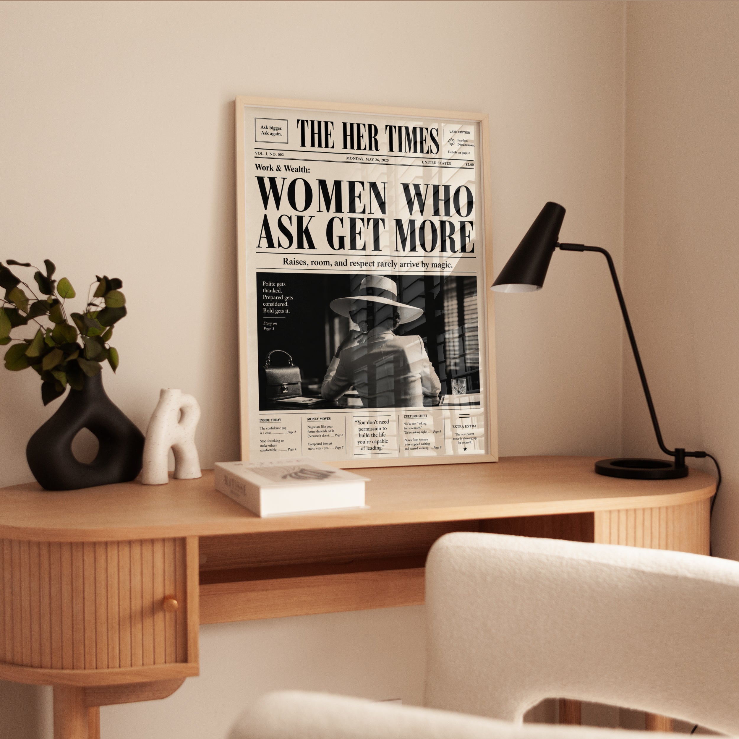 Feminist Newspaper Print: Bold Empowerment Typography Art - interior