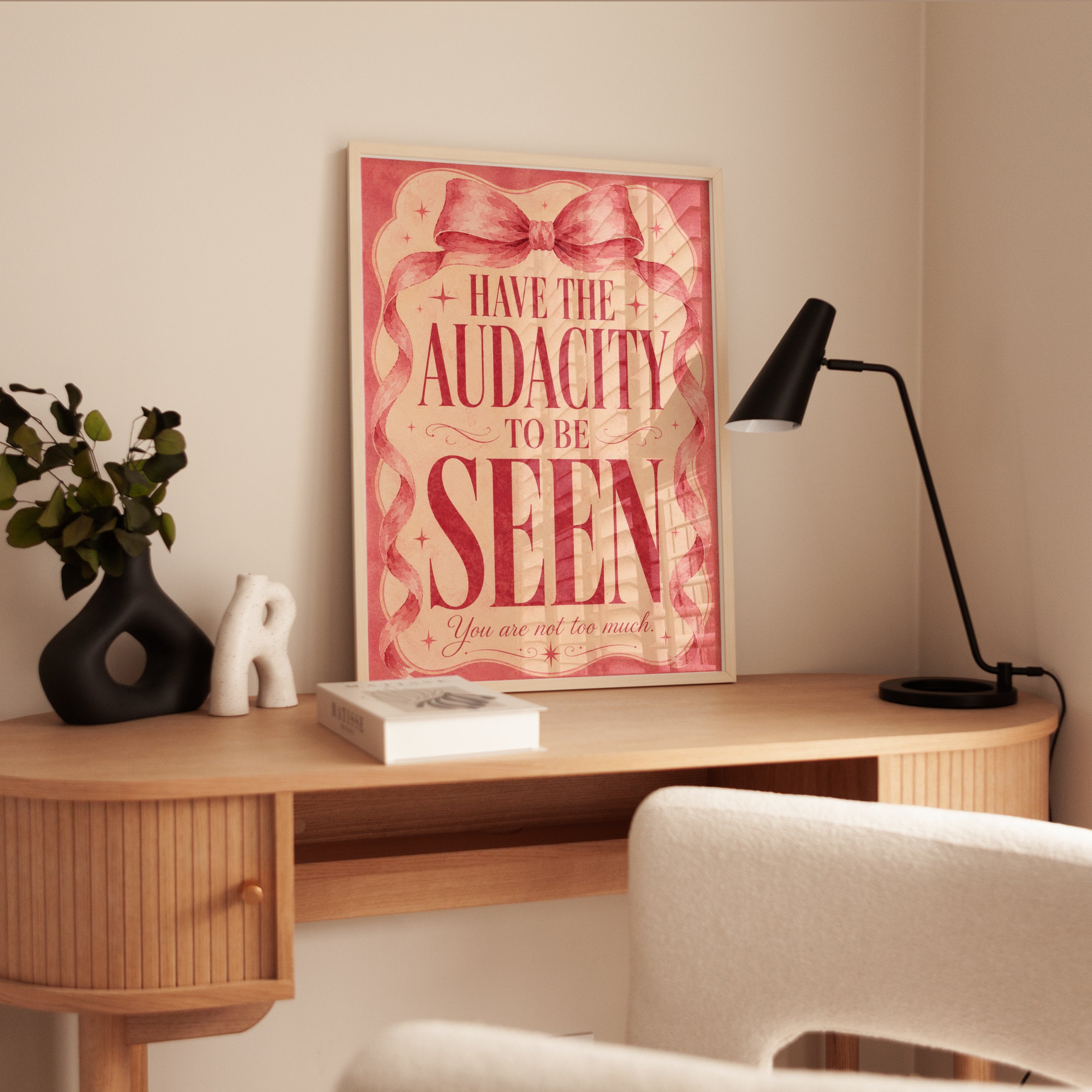 Audacity Typography Print: Pink Ribbon Motivational Poster - interior
