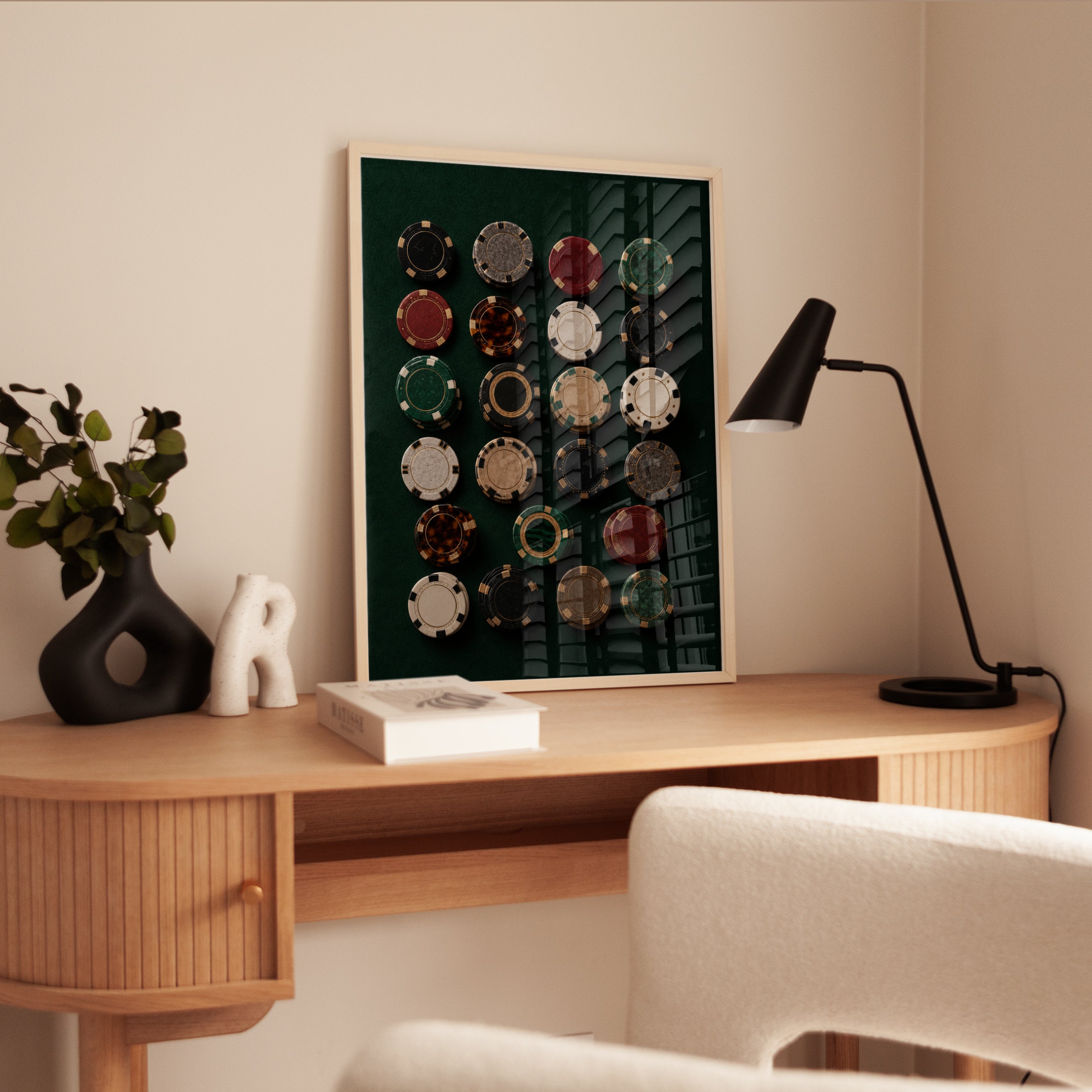 Vintage Casino Poker Chips Art Print: Game Room Wall Art - interior