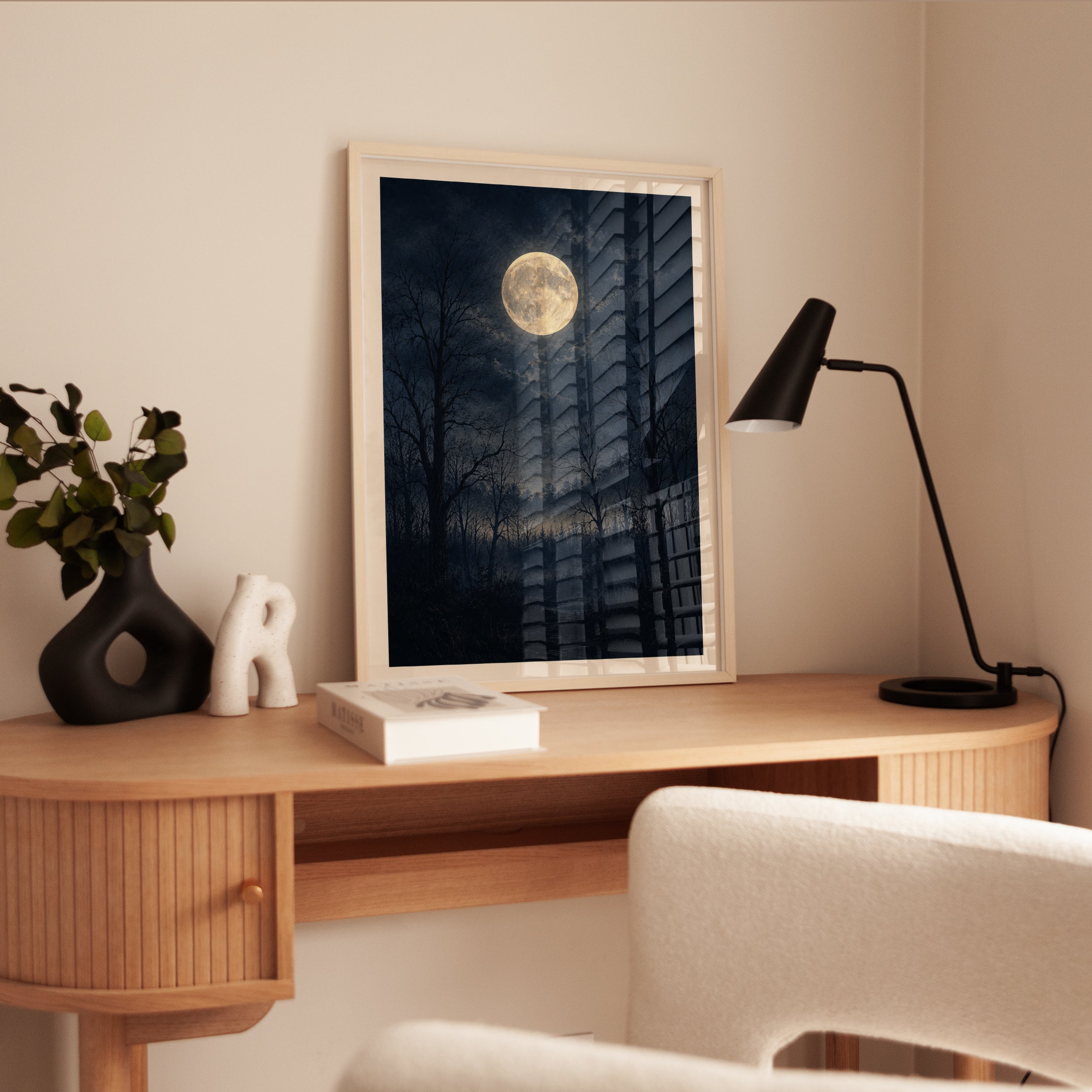 Full Moon Wall Art – Night Sky Print - interior