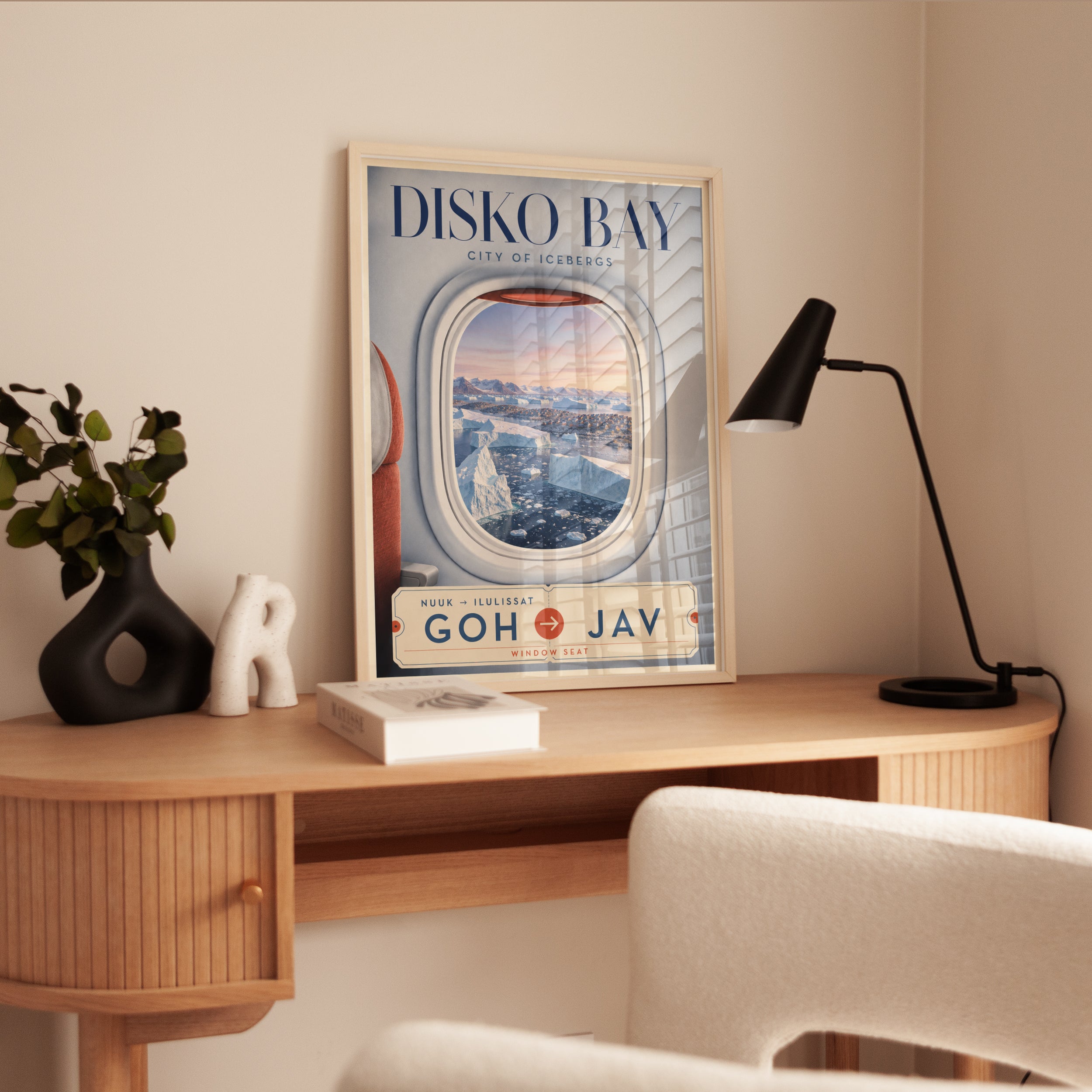 Vintage Travel Poster – Airplane Window Wall Art - interior