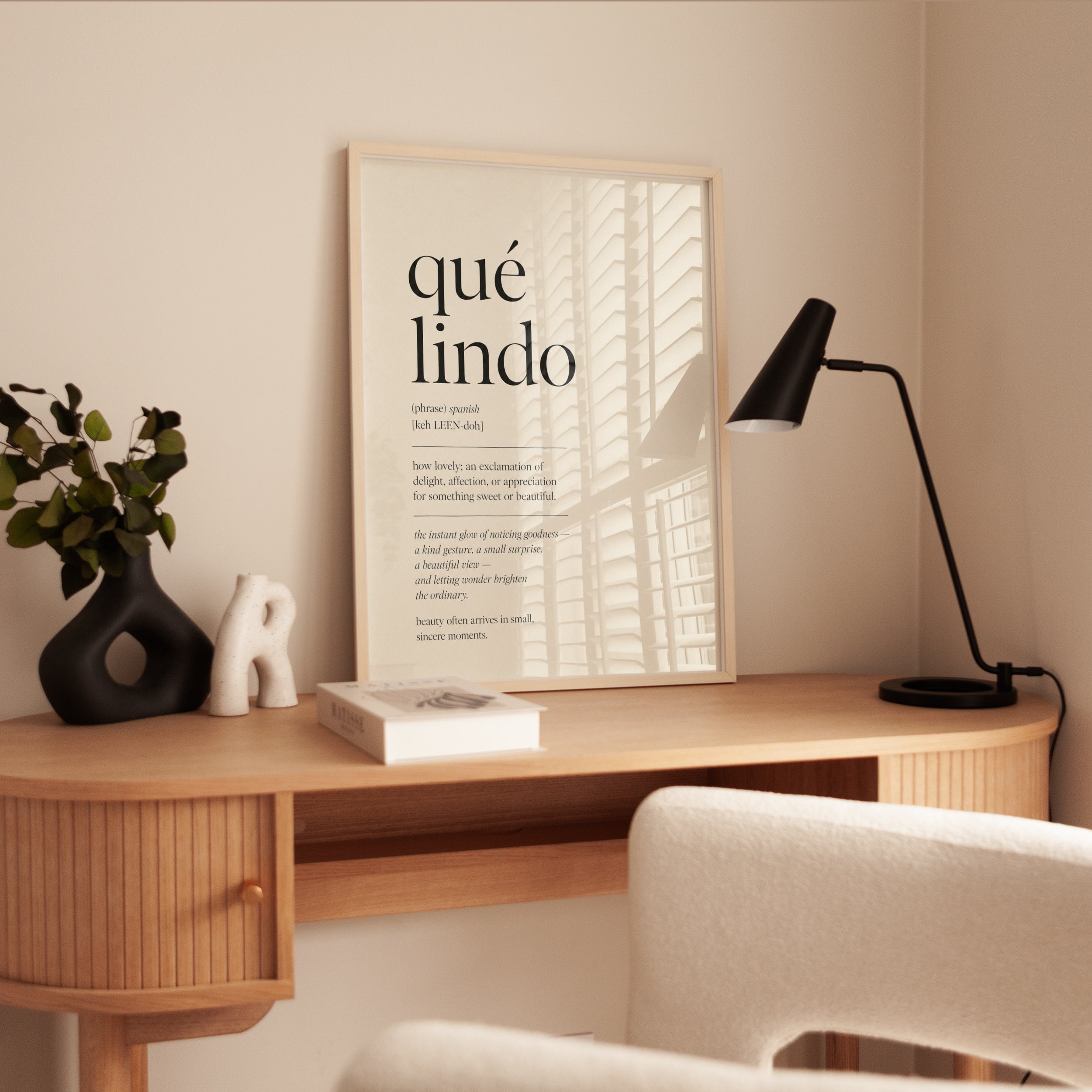 Qué Lindo Quote Print - interior