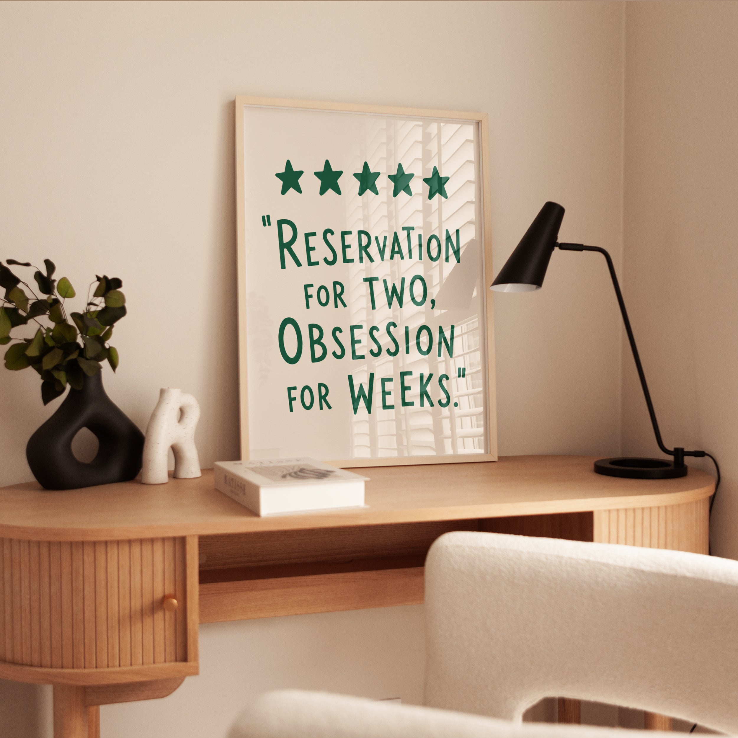 Funny Restaurant Quote Print: Five Star Rating Typography - interior