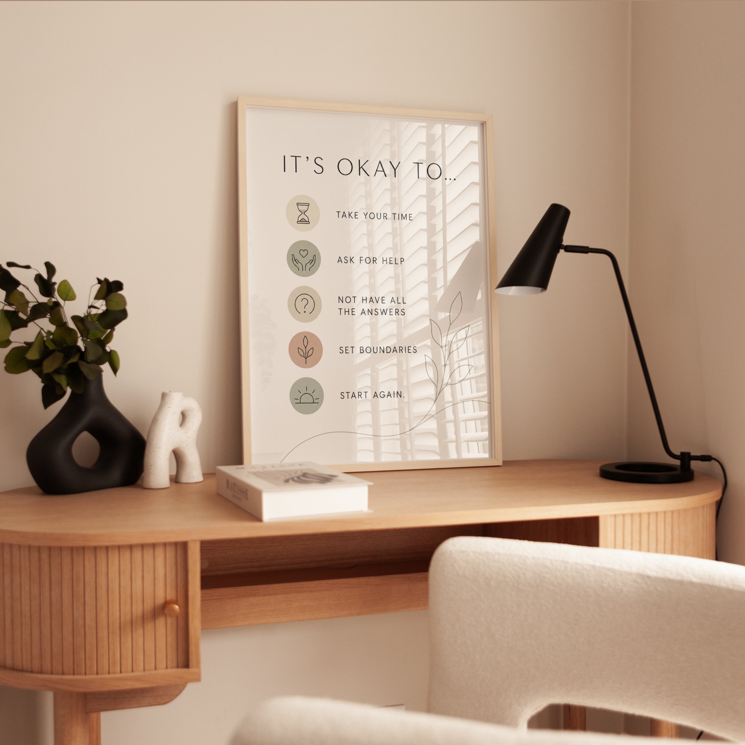 Mental Health Affirmation Print: Calming Self-Care Reminders - interior