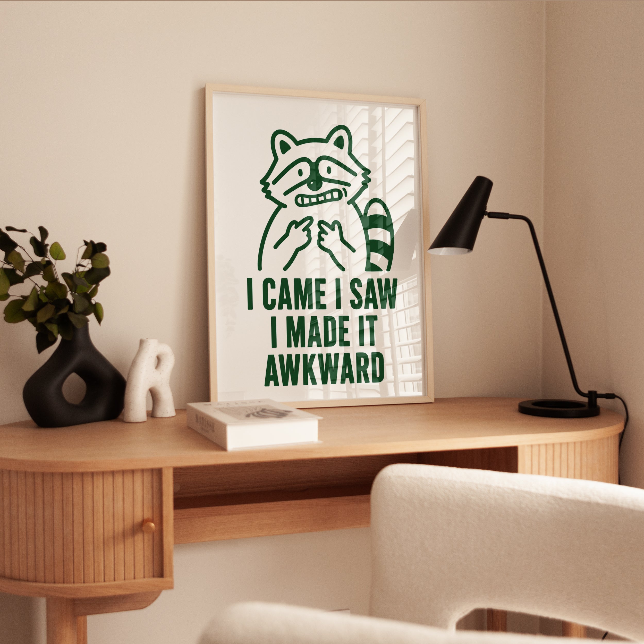 Funny Raccoon Meme Print - interior