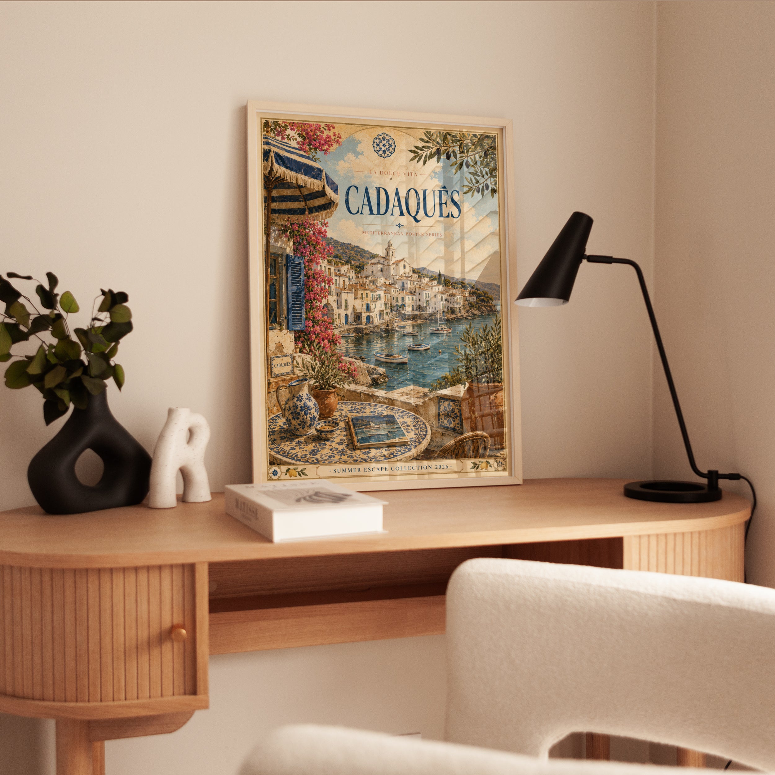 Cadaqués Vintage Travel Poster — Mediterranean Coastal Village - interior