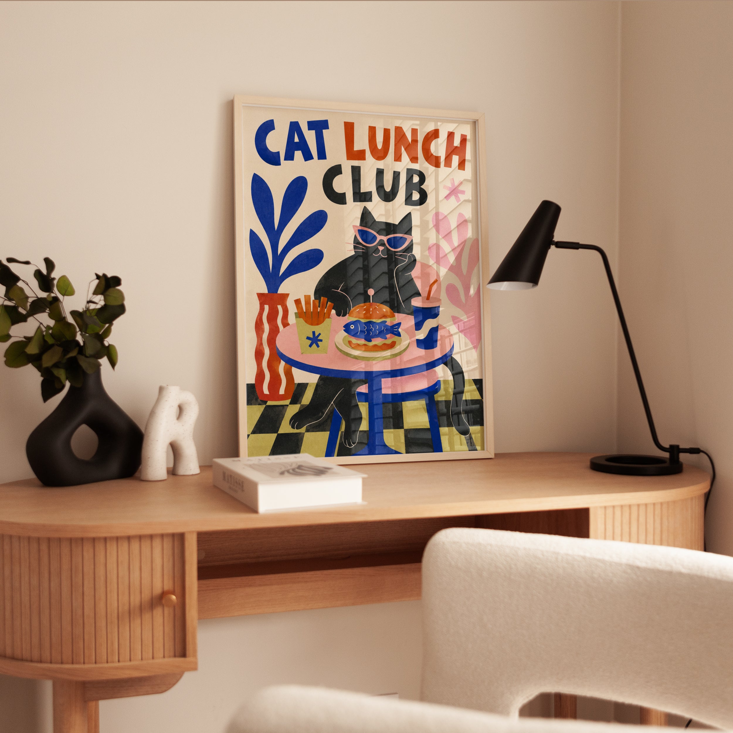Cat Kitchen Wall Art – Retro Cat Print - interior