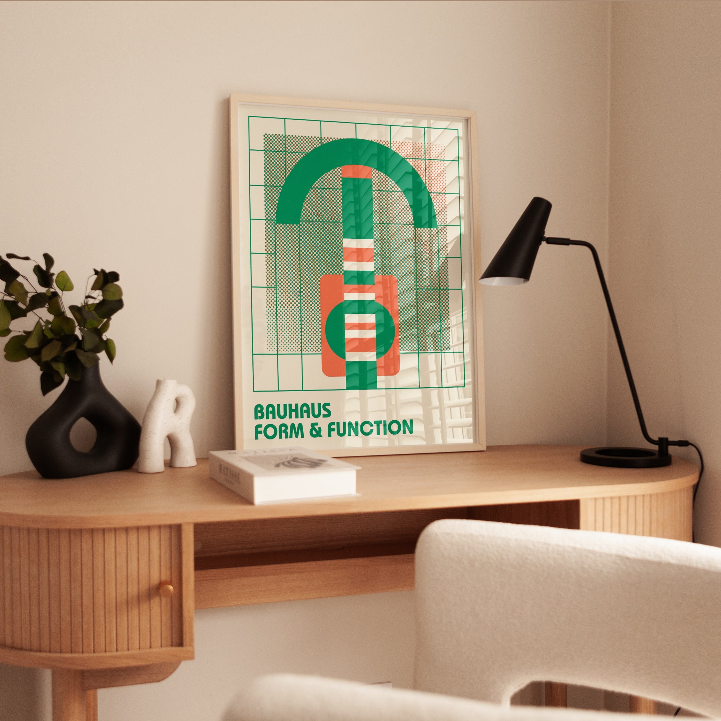 Bauhaus Form and Function Poster: Green Geometric Design Print - interior
