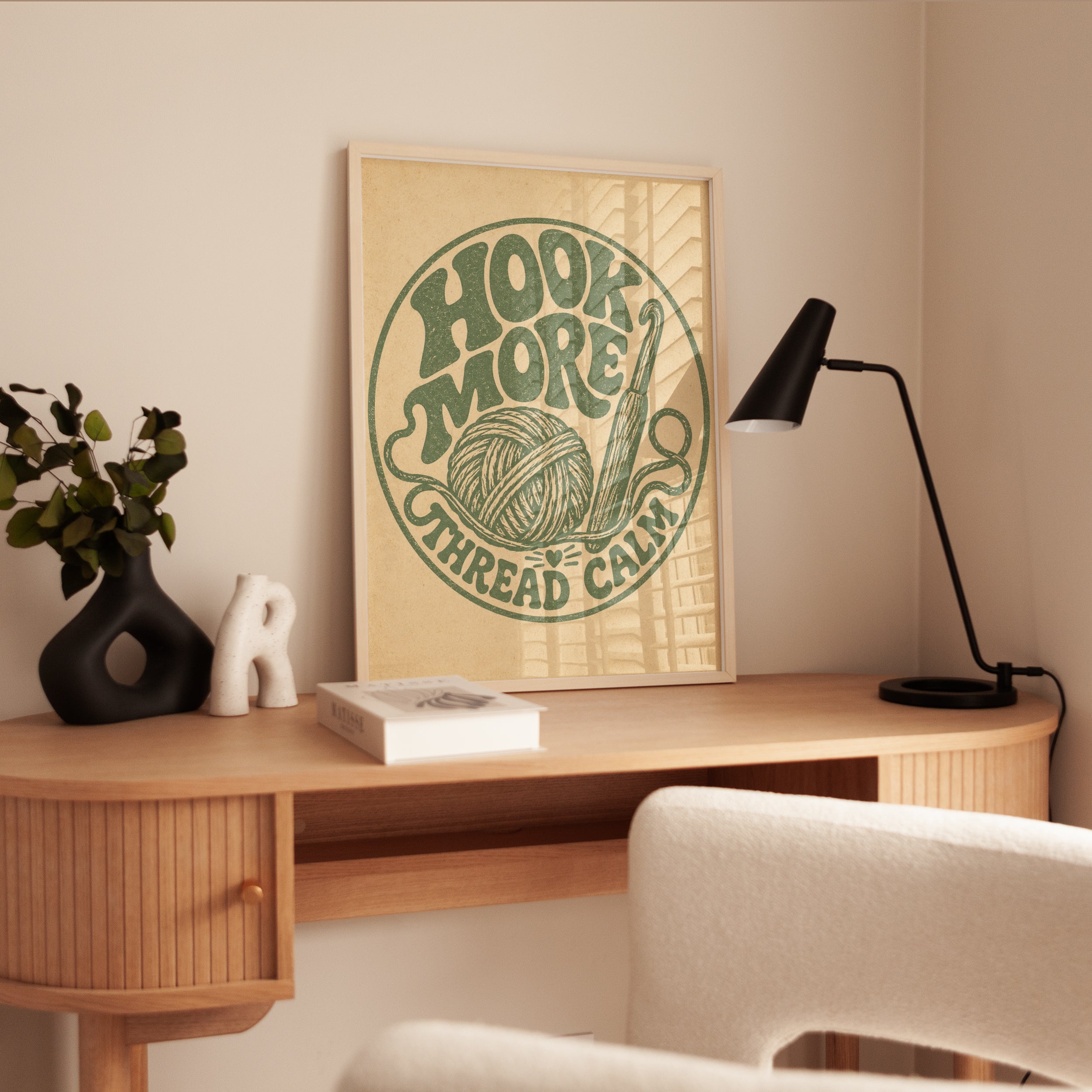 Crochet Hook Print: Vintage Craft Room Art (Retro Typography) - interior
