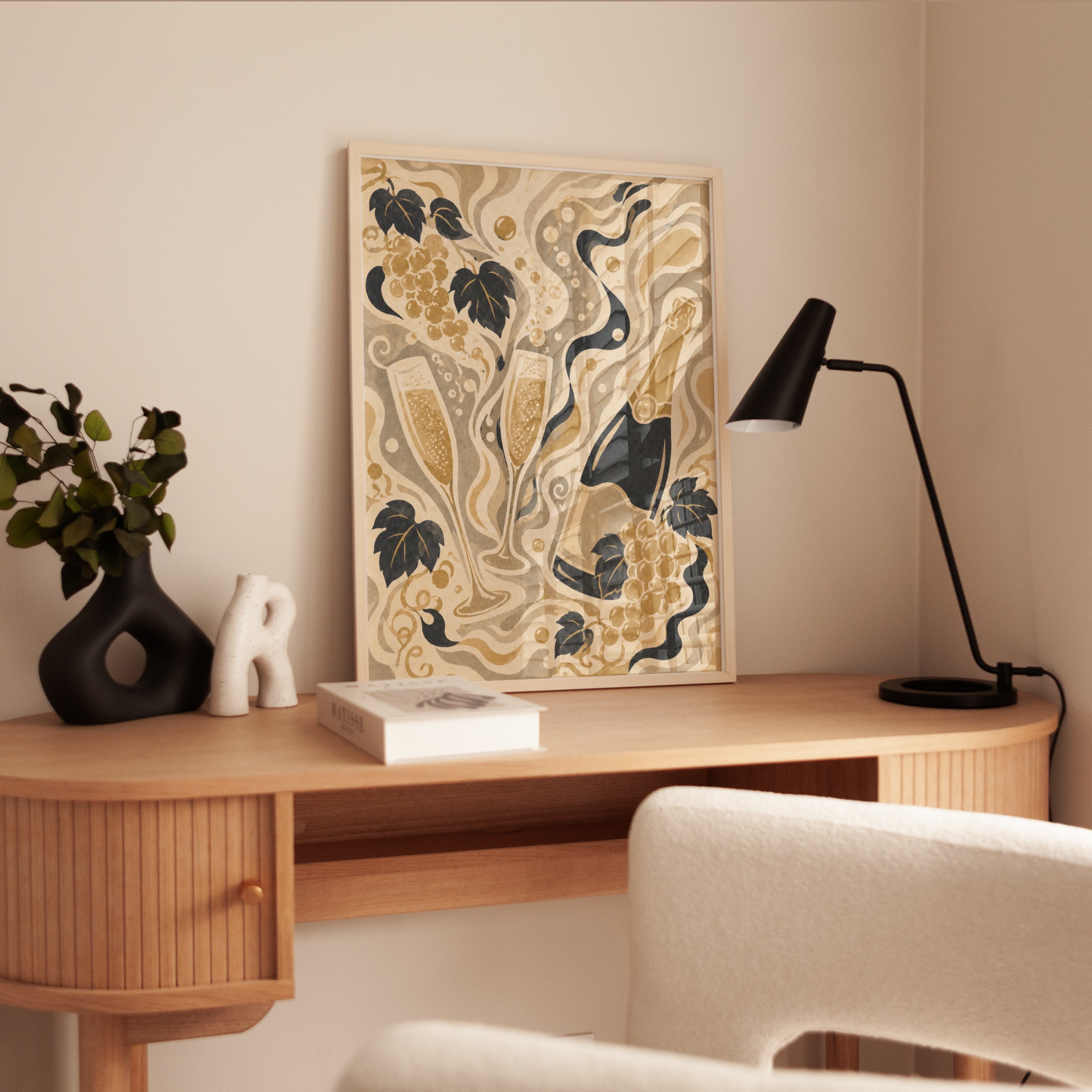 Champagne Wall Art – Art Nouveau Wine Print - interior