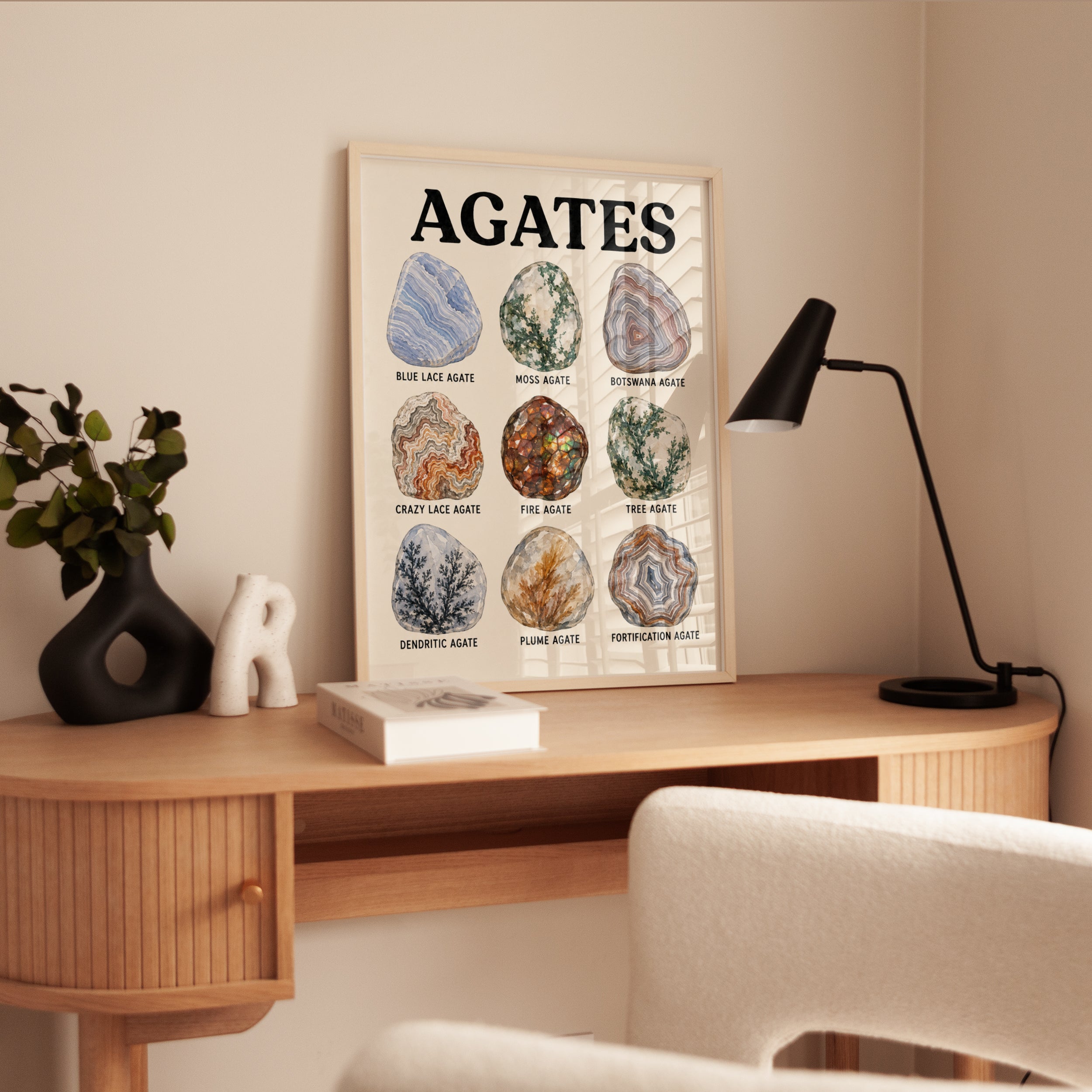 Agate Chart Art Print — Vintage Educational Mineral Poster - interior