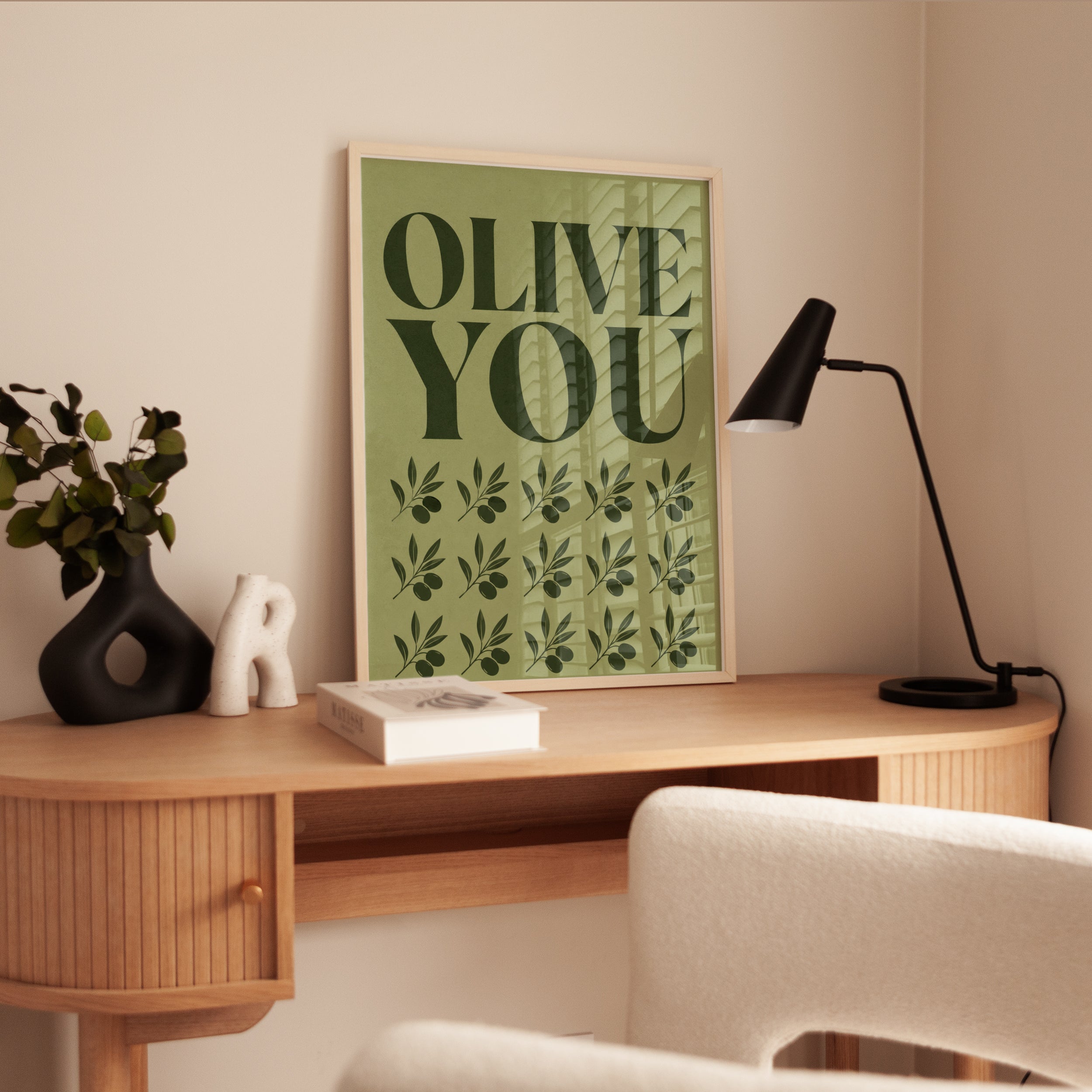 Kitchen Wall Art: Olive You Retro Print - interior