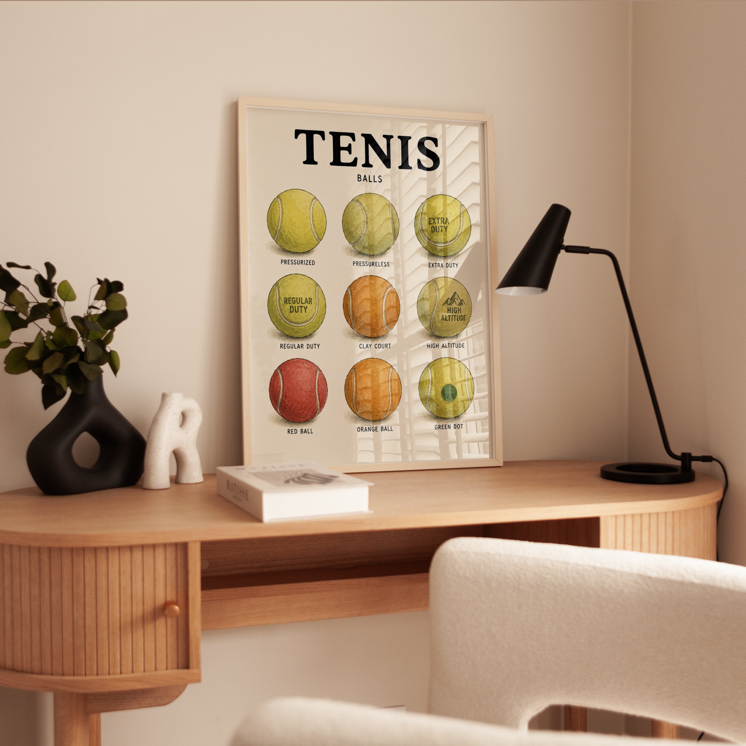 Tennis Balls Guide Print — Vintage Educational Chart - interior