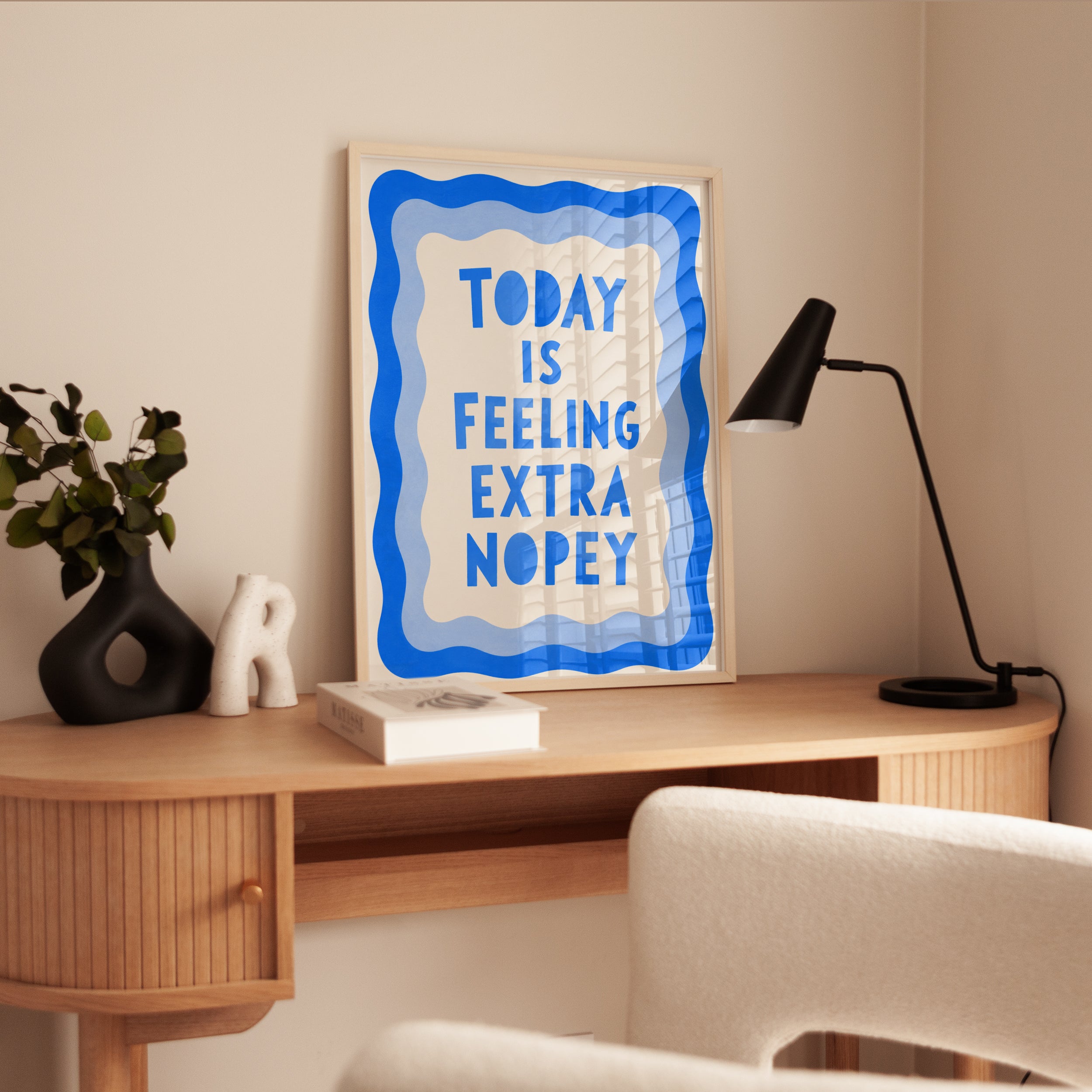 Typography Motivational Print: Funny Office & Bedroom Art (Blue Text) - interior