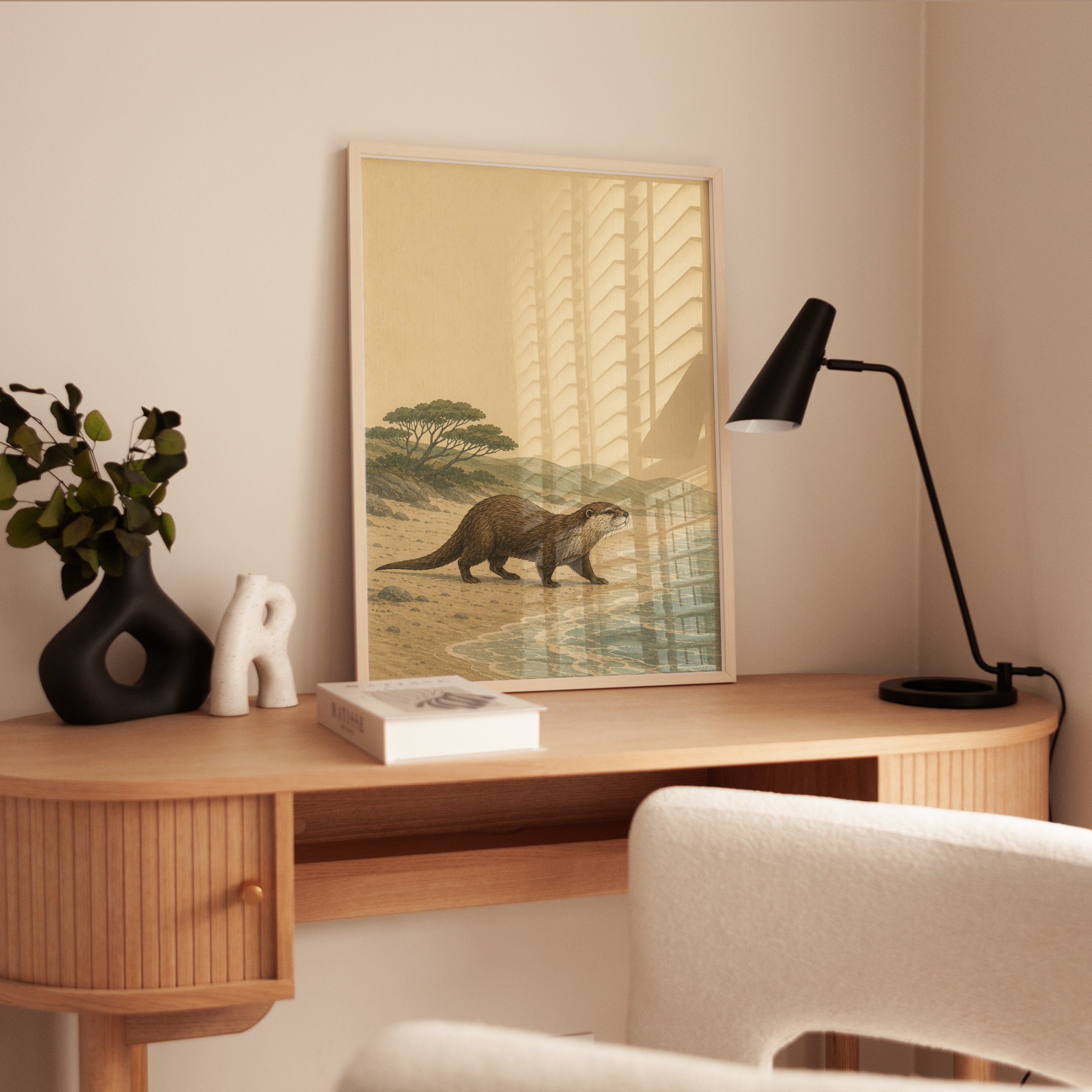Vintage Otter Wall Art – Coastal Landscape Print - interior
