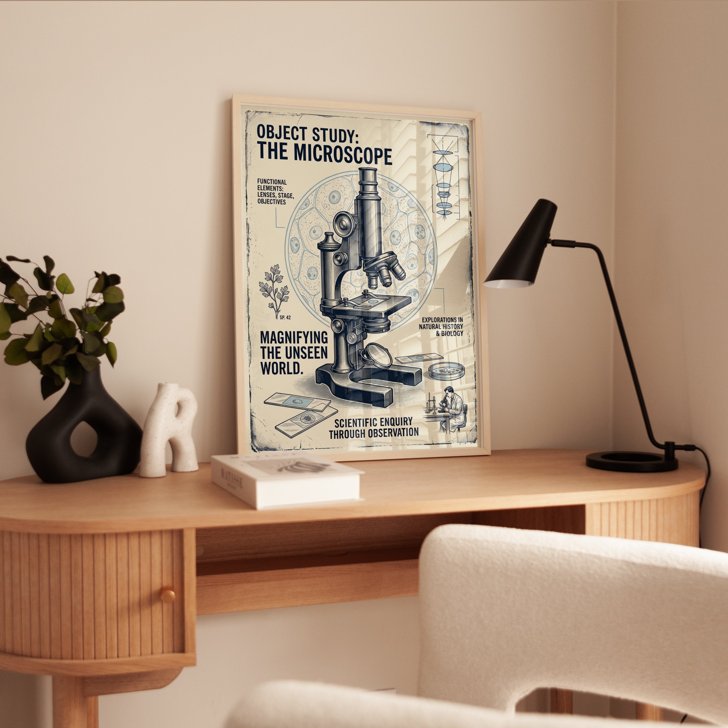 Vintage Microscope Poster: Scientific Biology Educational Art Print - interior