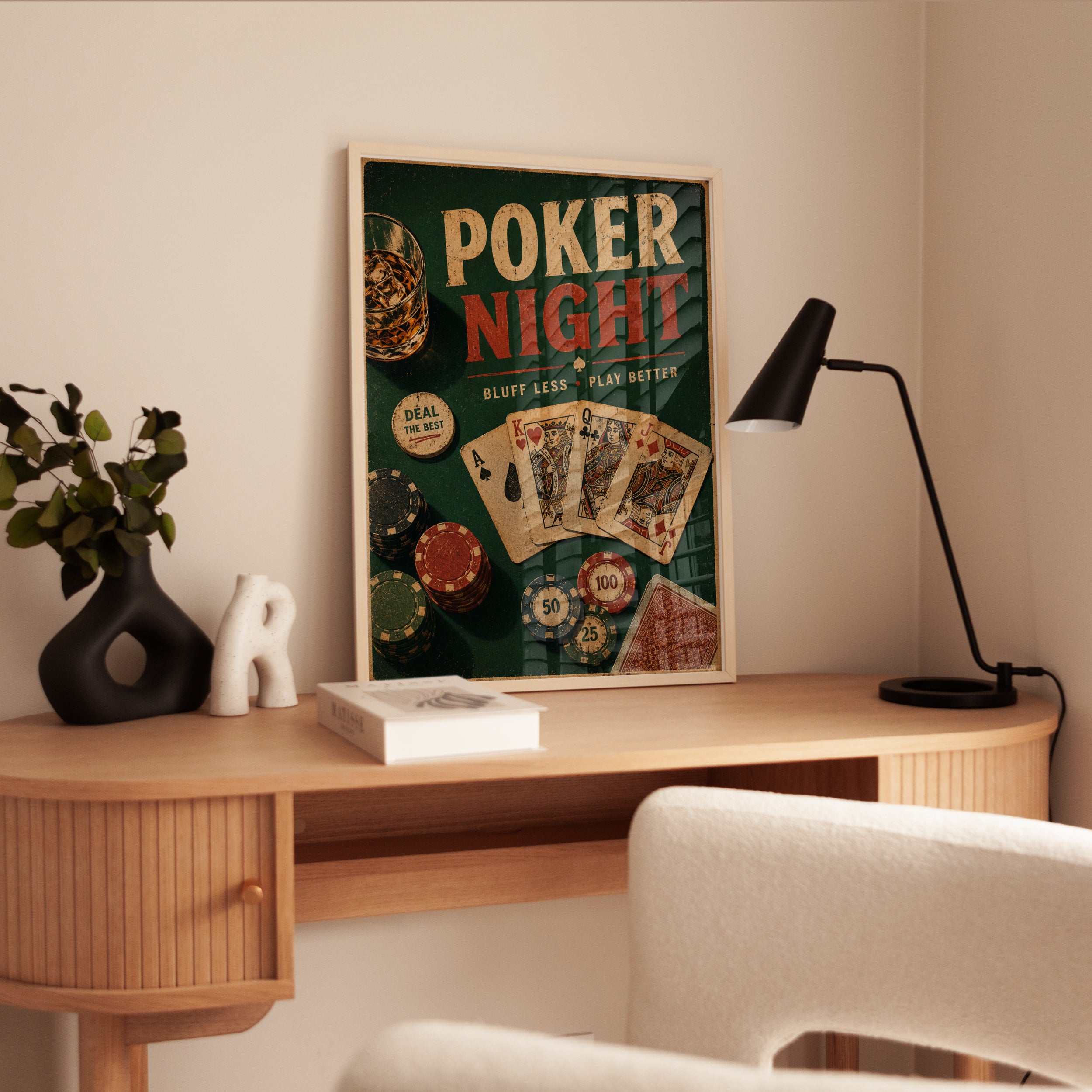 Vintage Poker Night Print – Card Game Wall Art - interior