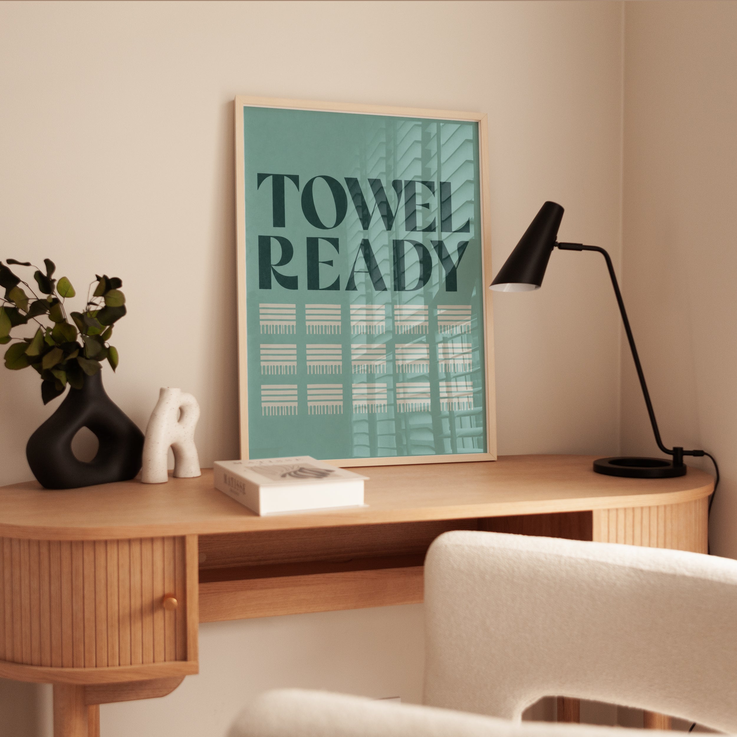 Towel Ready Bathroom Print: Retro Typography - interior