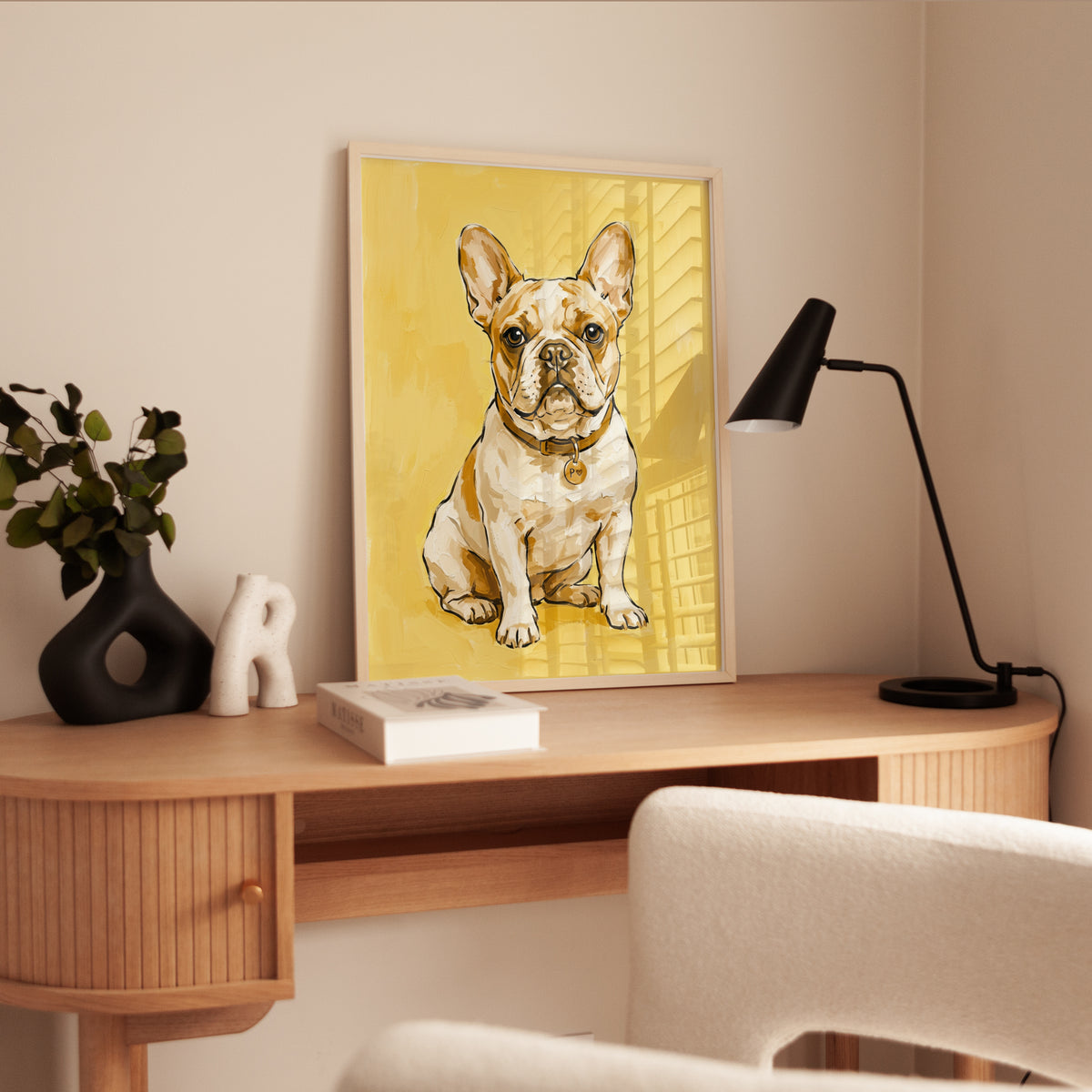 French Bulldog Wall Art: Bright Yellow - interior