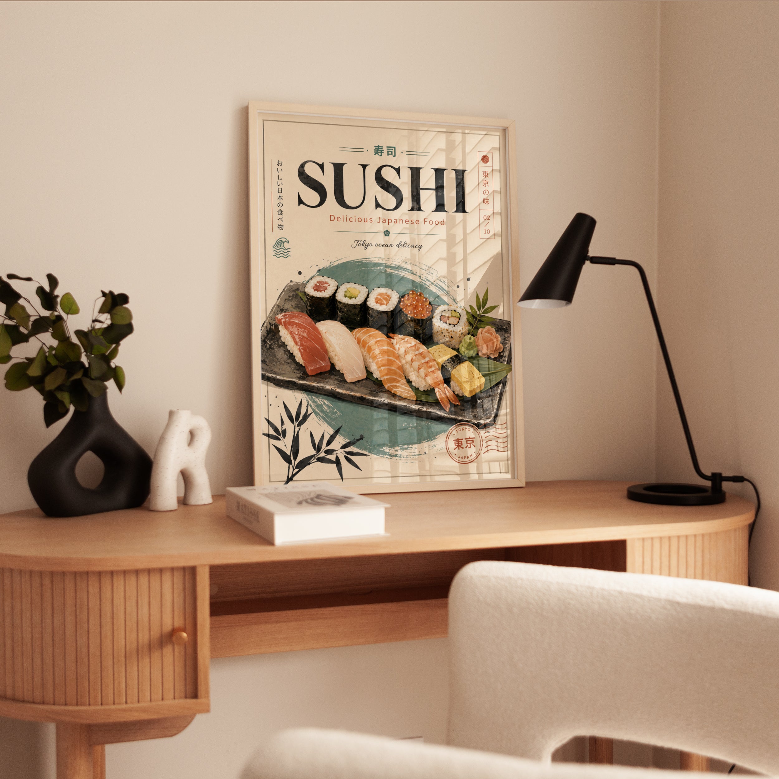 Sushi Platter Poster: Vintage Japanese Restaurant Art Print - interior