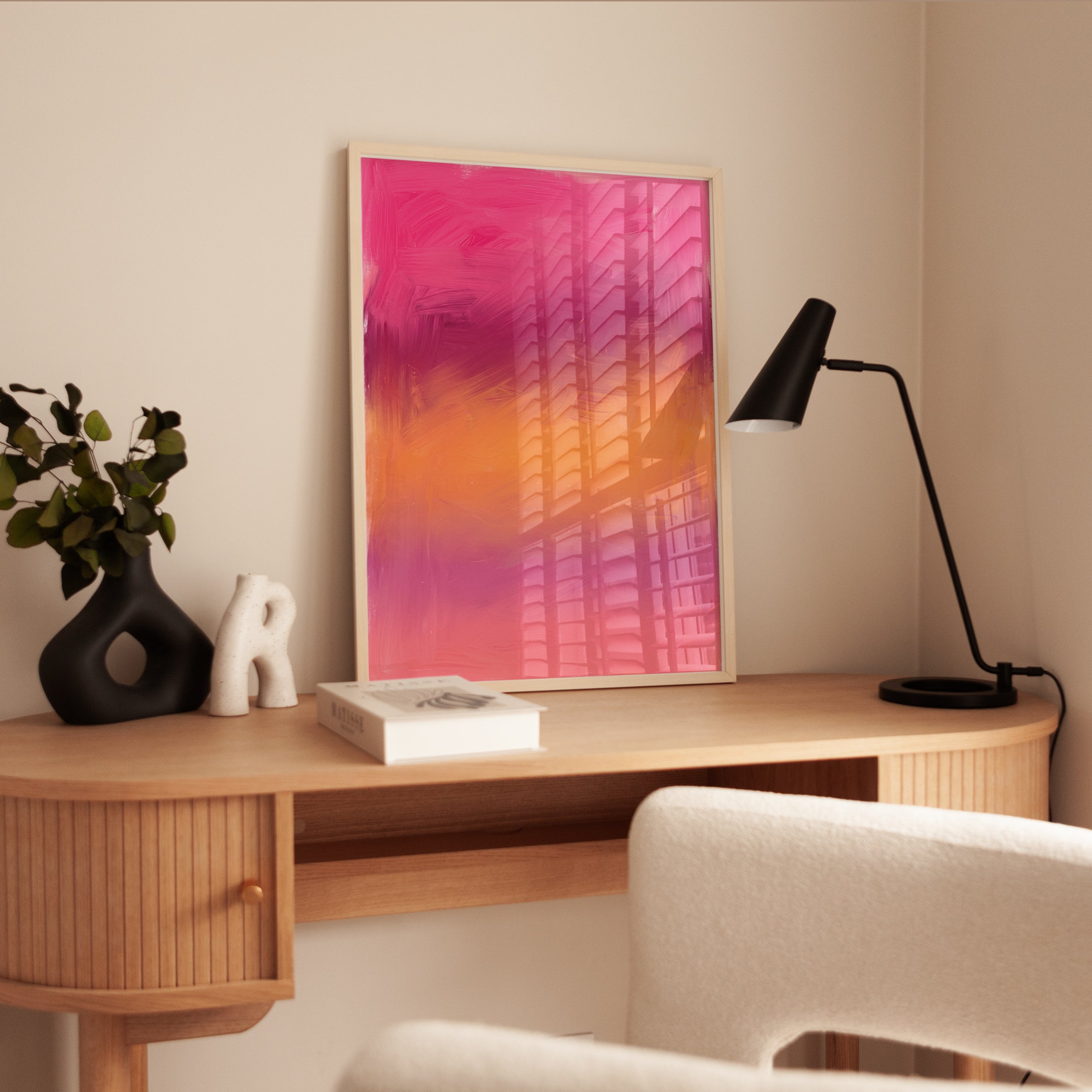 Abstract Gradient Print — Pink Orange Sunset Ombre - interior
