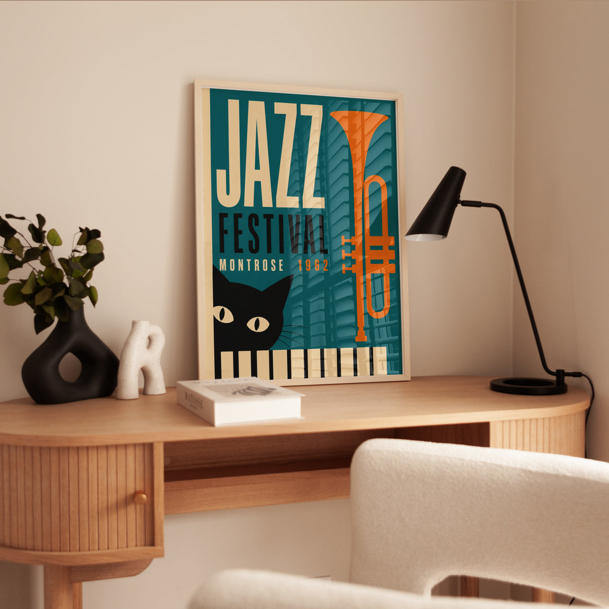 Mid-Century Jazz Festival Poster – Teal - interior