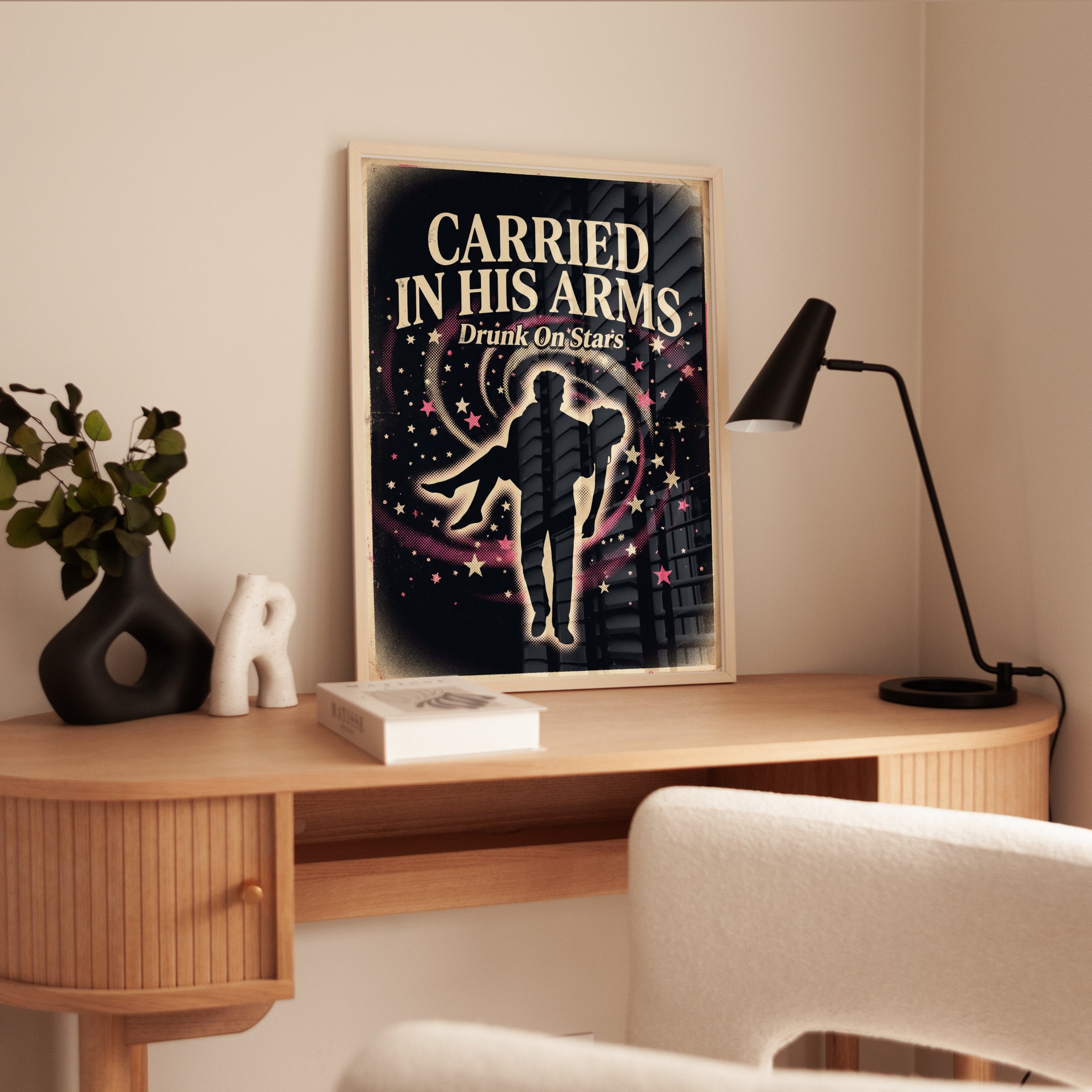 Carried In His Arms Art Print: Vintage Romance Silhouette Poster - interior