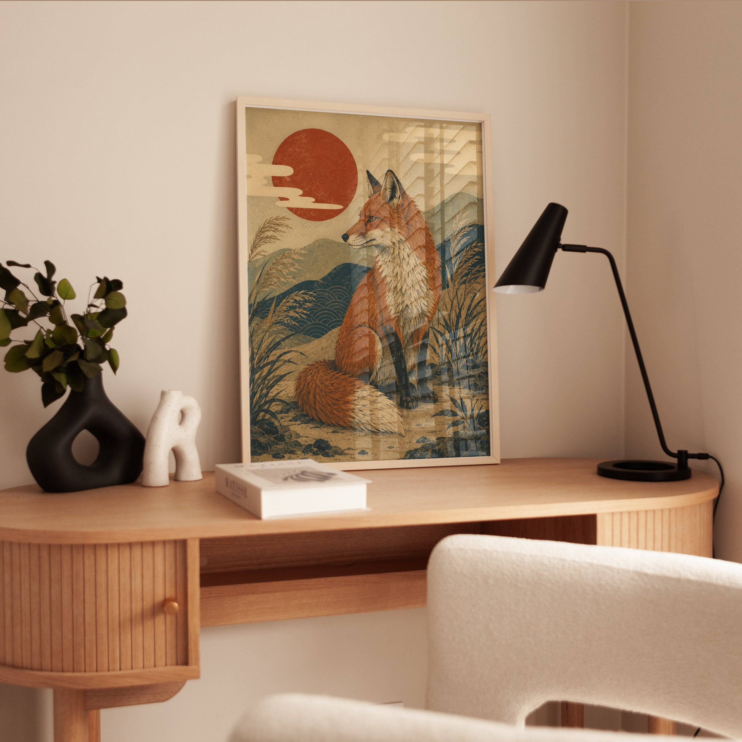 Fox Illustration Print: Japanese Ukiyo-e Inspired Art (A4 and Larger) - interior