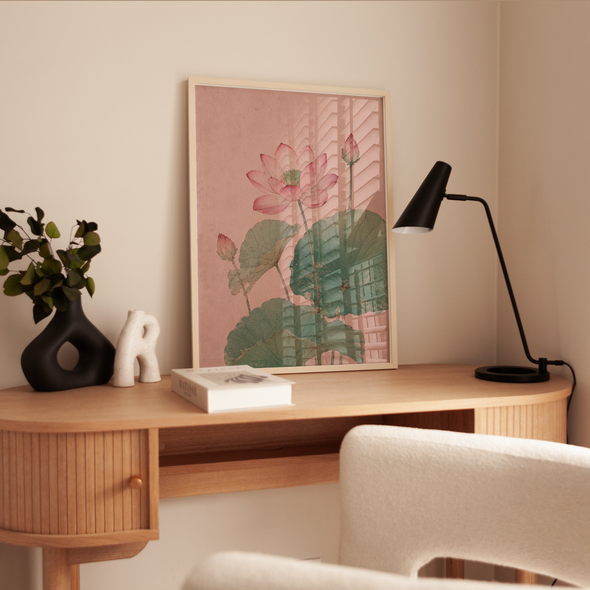 Lotus Flower Botanical Print — Vintage East Asian Watercolor - interior
