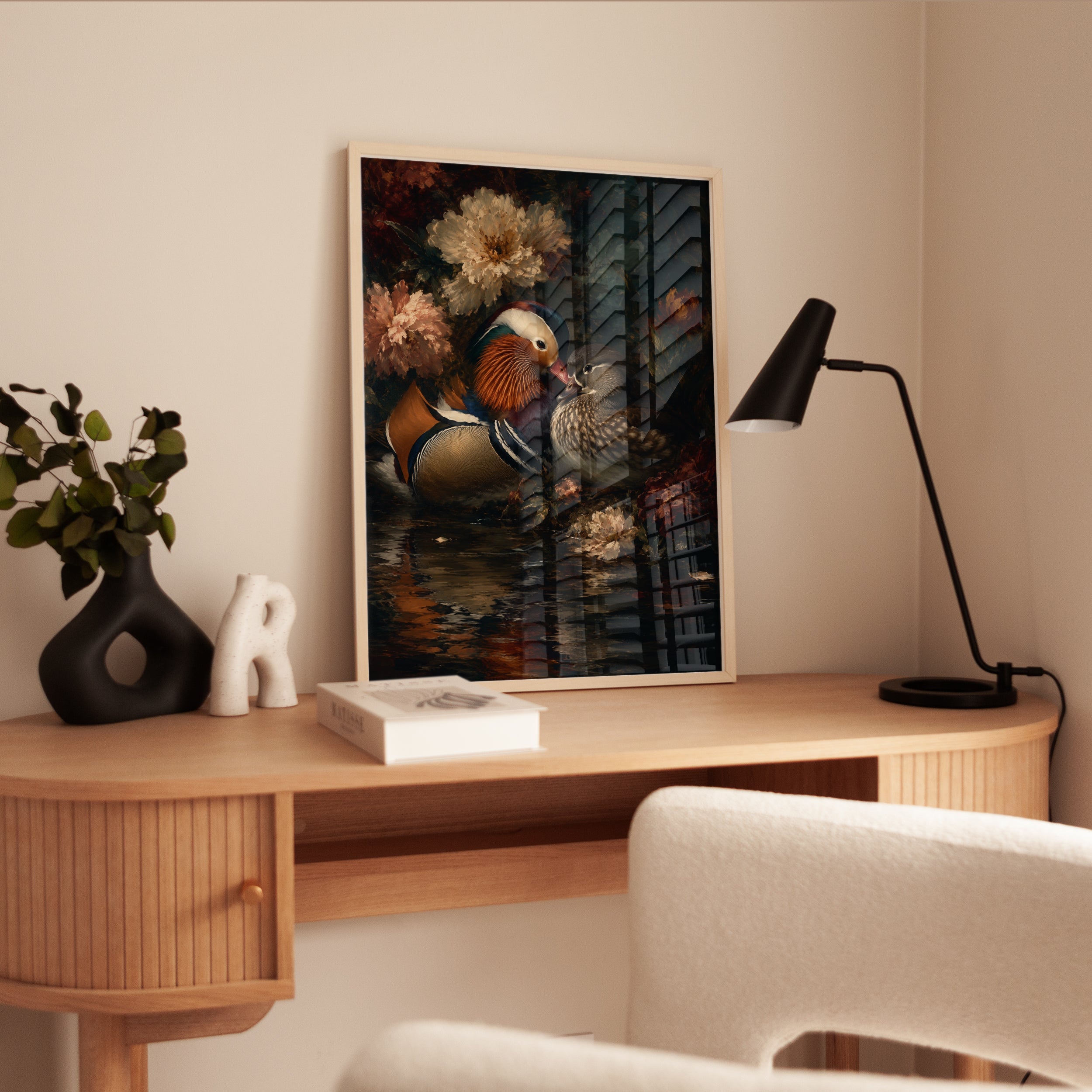 Mandarin Duck Wall Art – Vintage Bird Print - interior