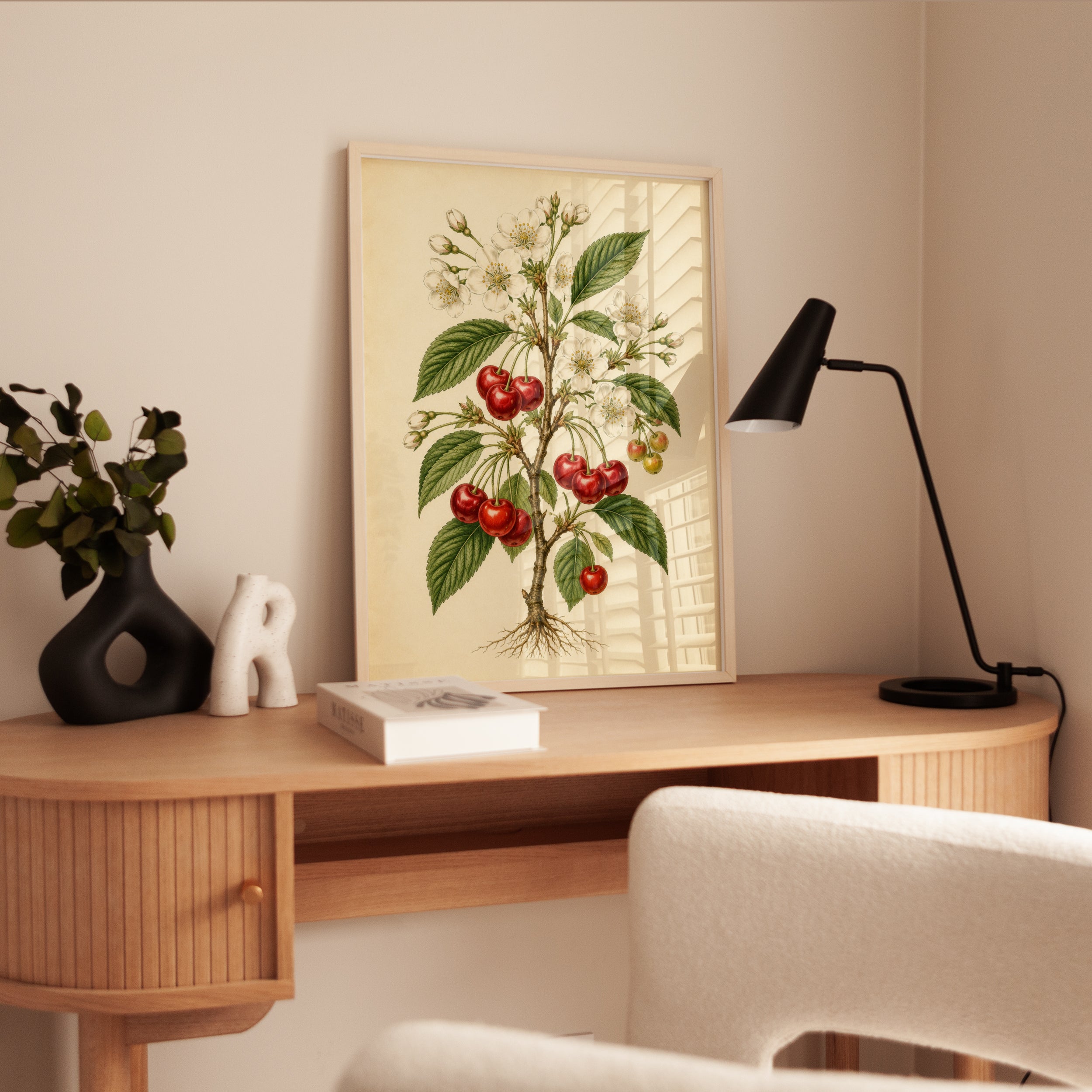 Vintage Cherry Botanical Print — Antique Style Fruit Illustration - interior
