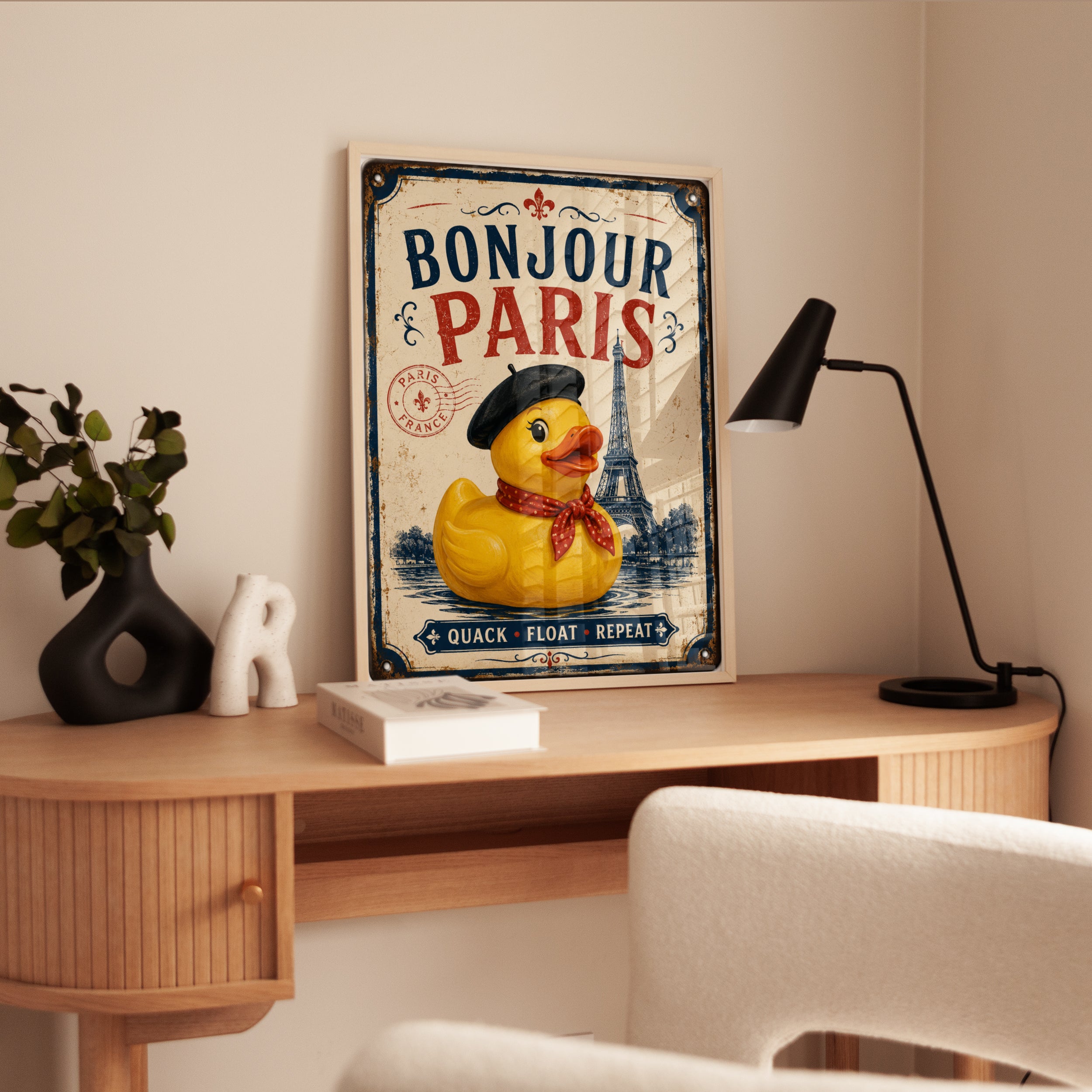 Paris Travel Poster – Vintage Bathroom Wall Art - interior