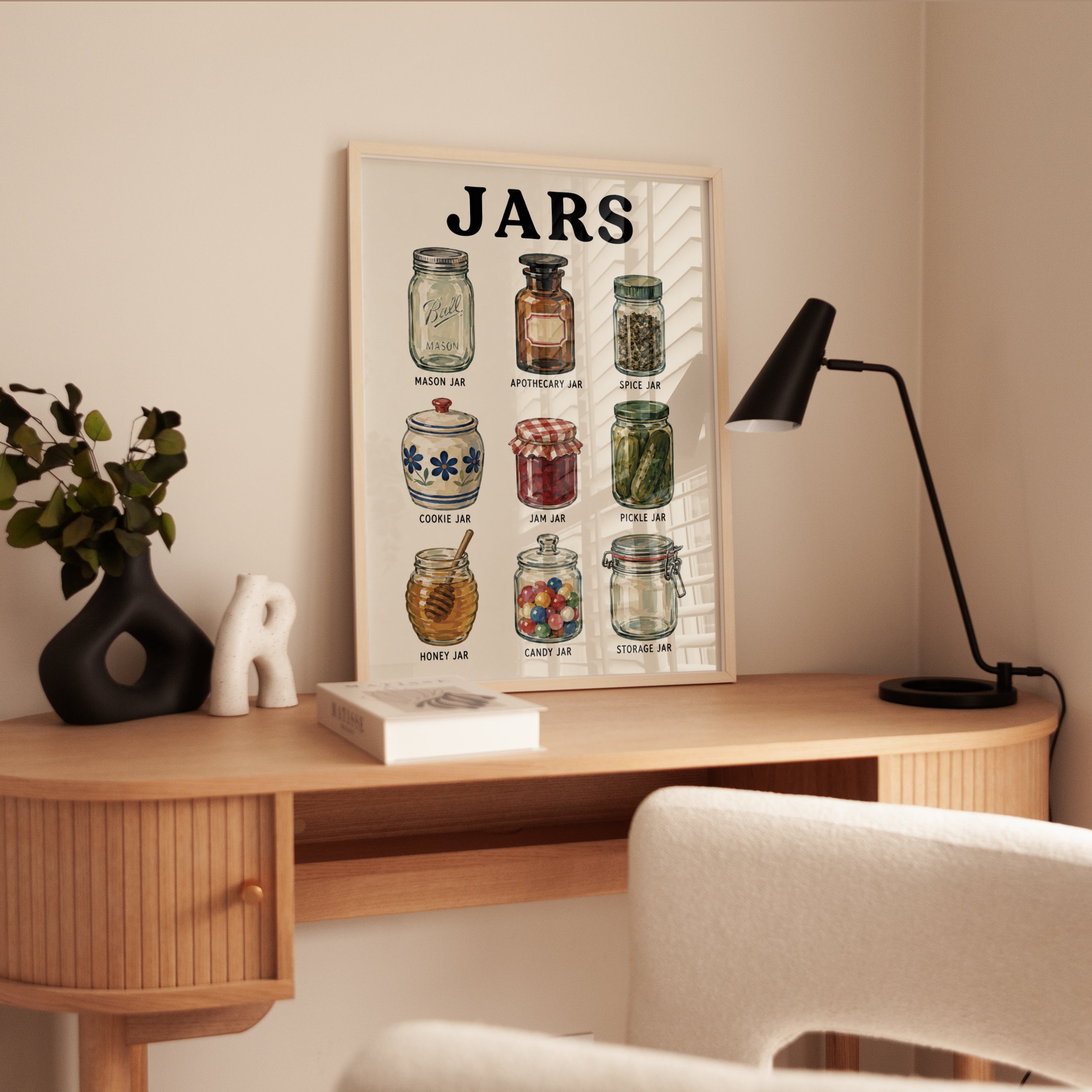 Jars Kitchen Wall Art – Types of Jars Poster - interior