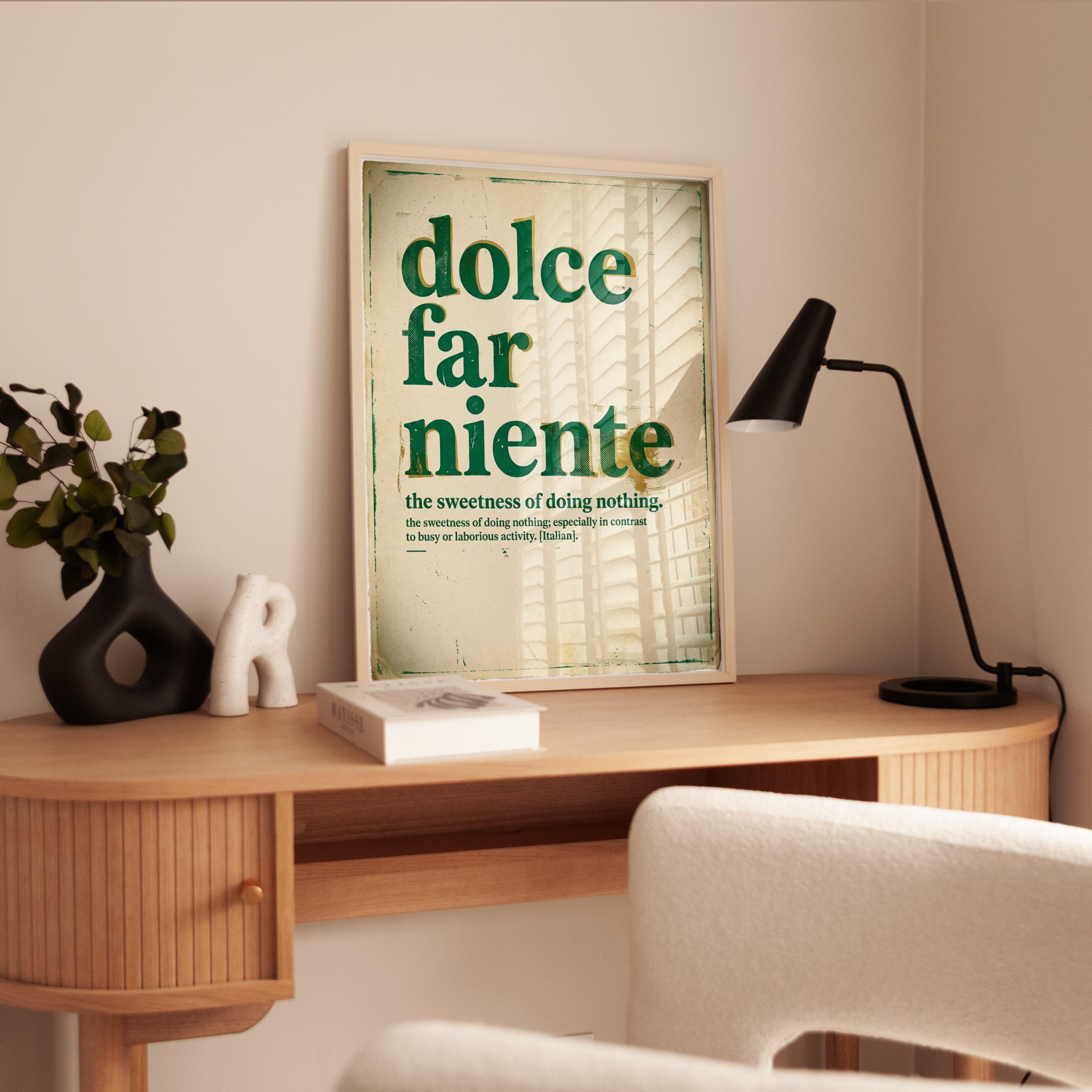 Dolce Far Niente Print – Vintage Italian Typography Relaxation Quote - interior