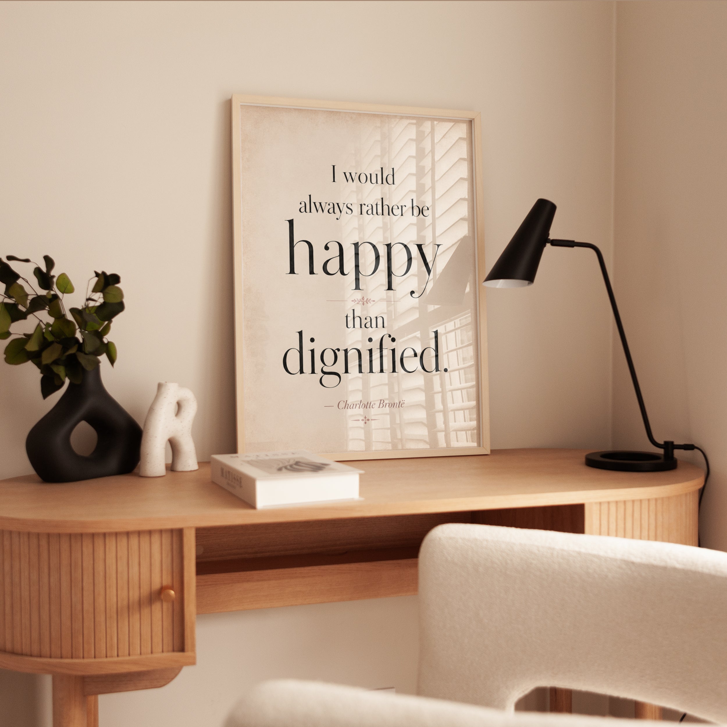 Happiness Quote Print – Literary Wall Art - interior
