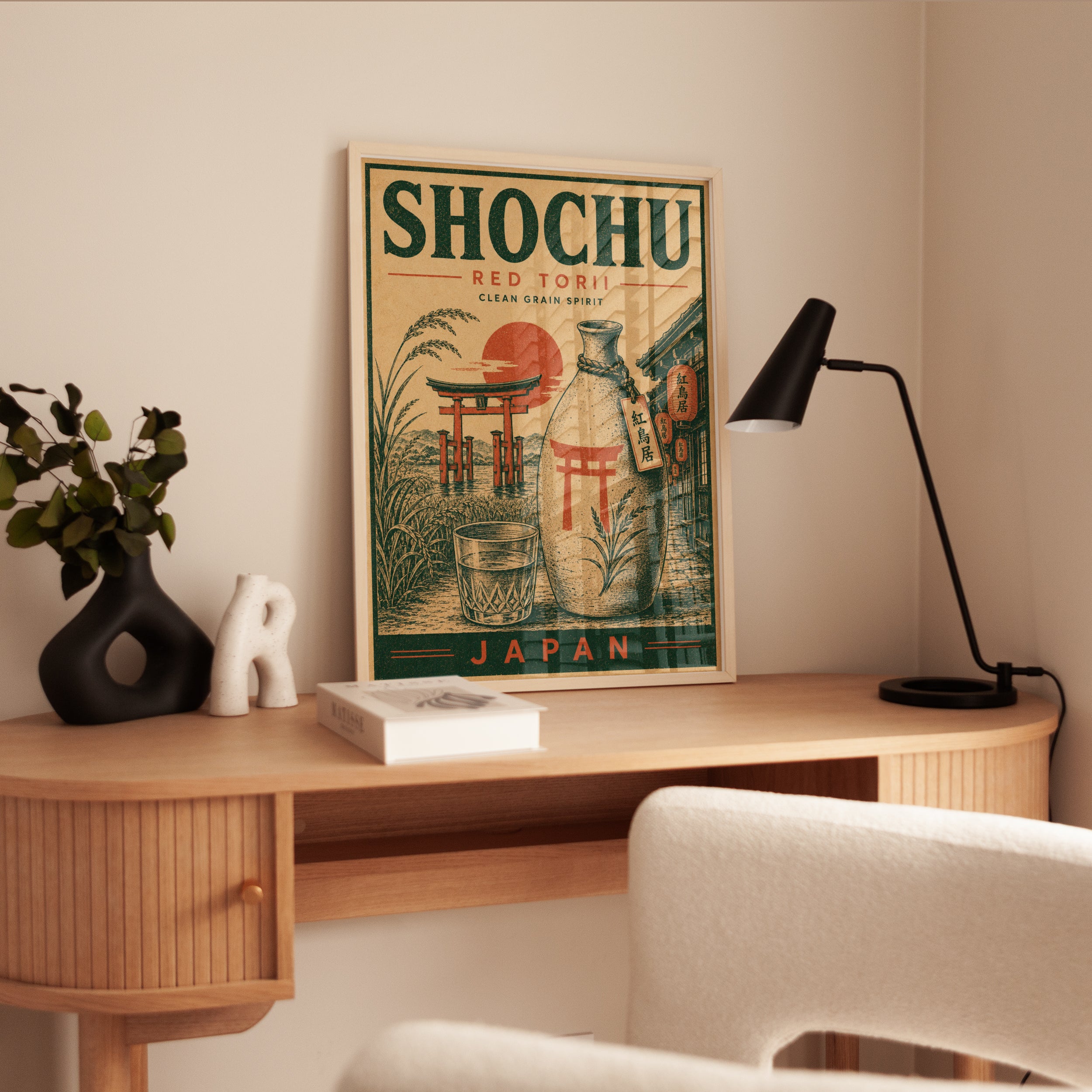 Japanese Shochu Poster: Vintage Retro Design - interior